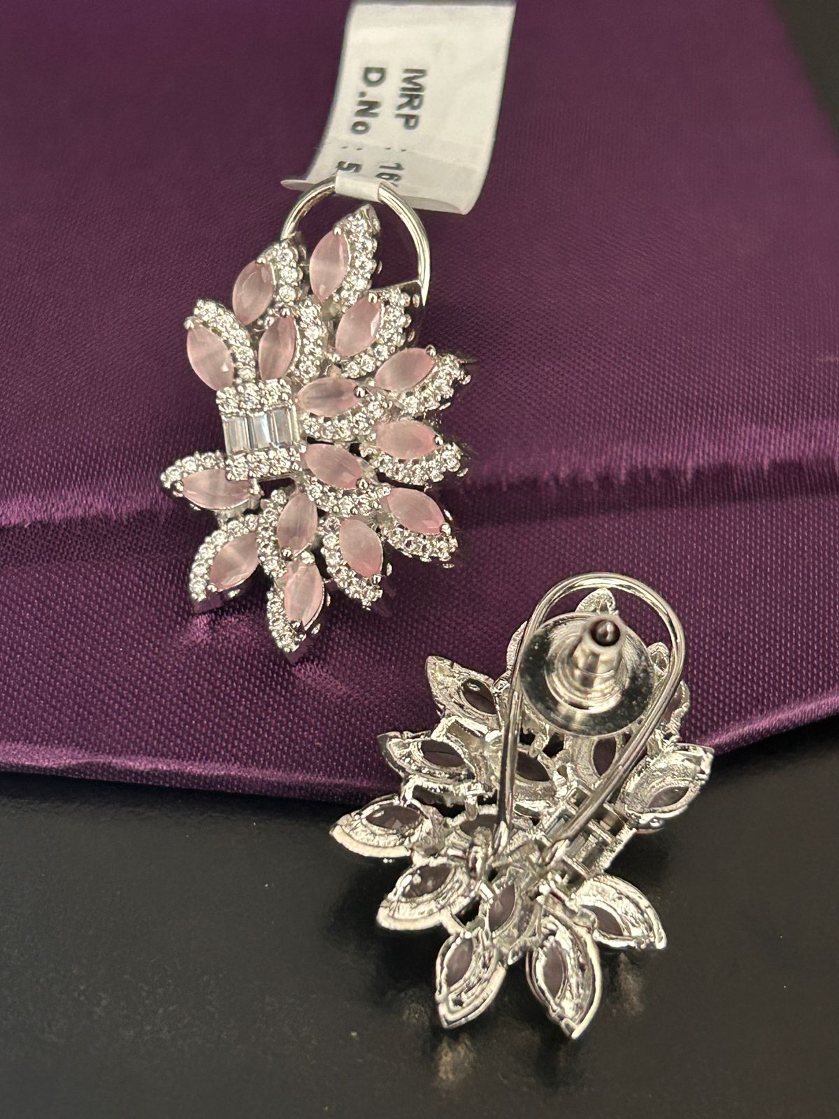 Pink Stone Floral Statement Earrings