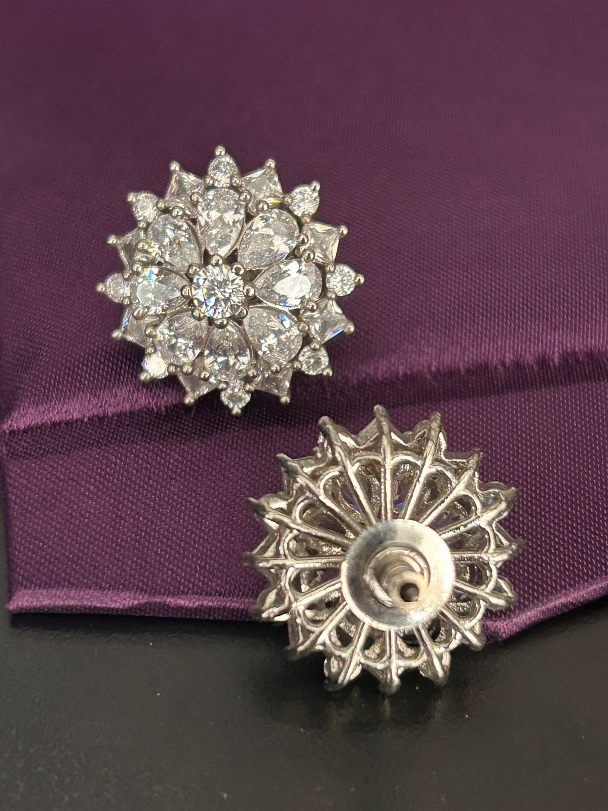 Diamond Cluster Floral Stud Earrings