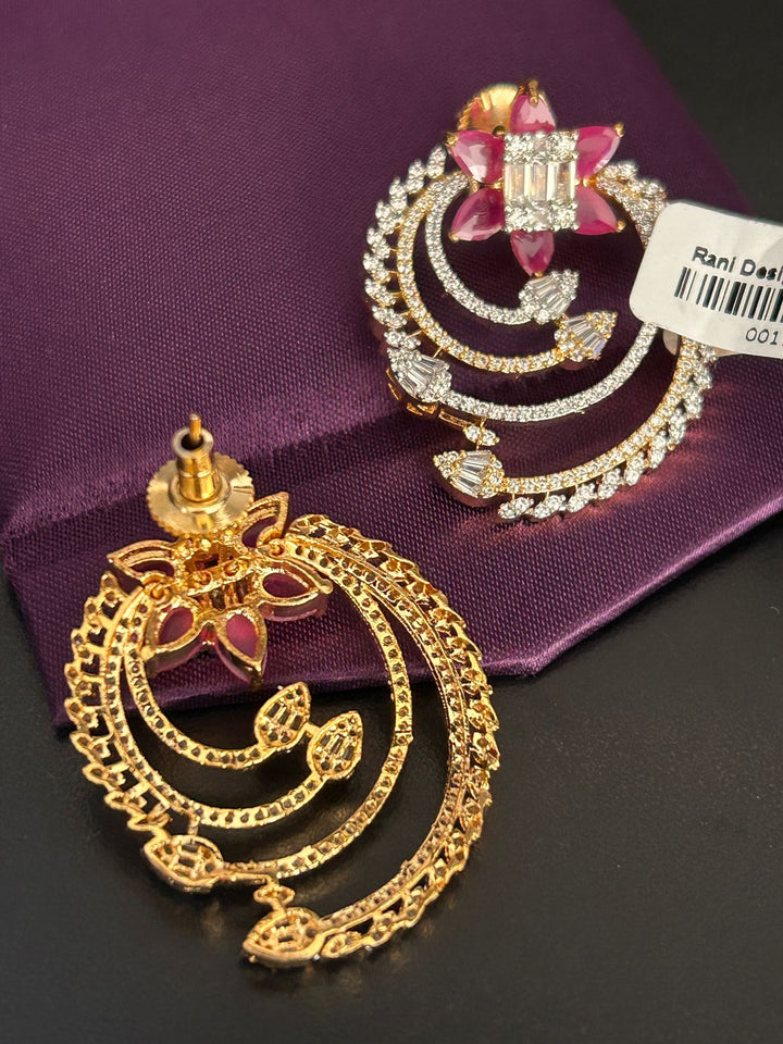 Ruby Floral Spiral Diamond Look Earrings