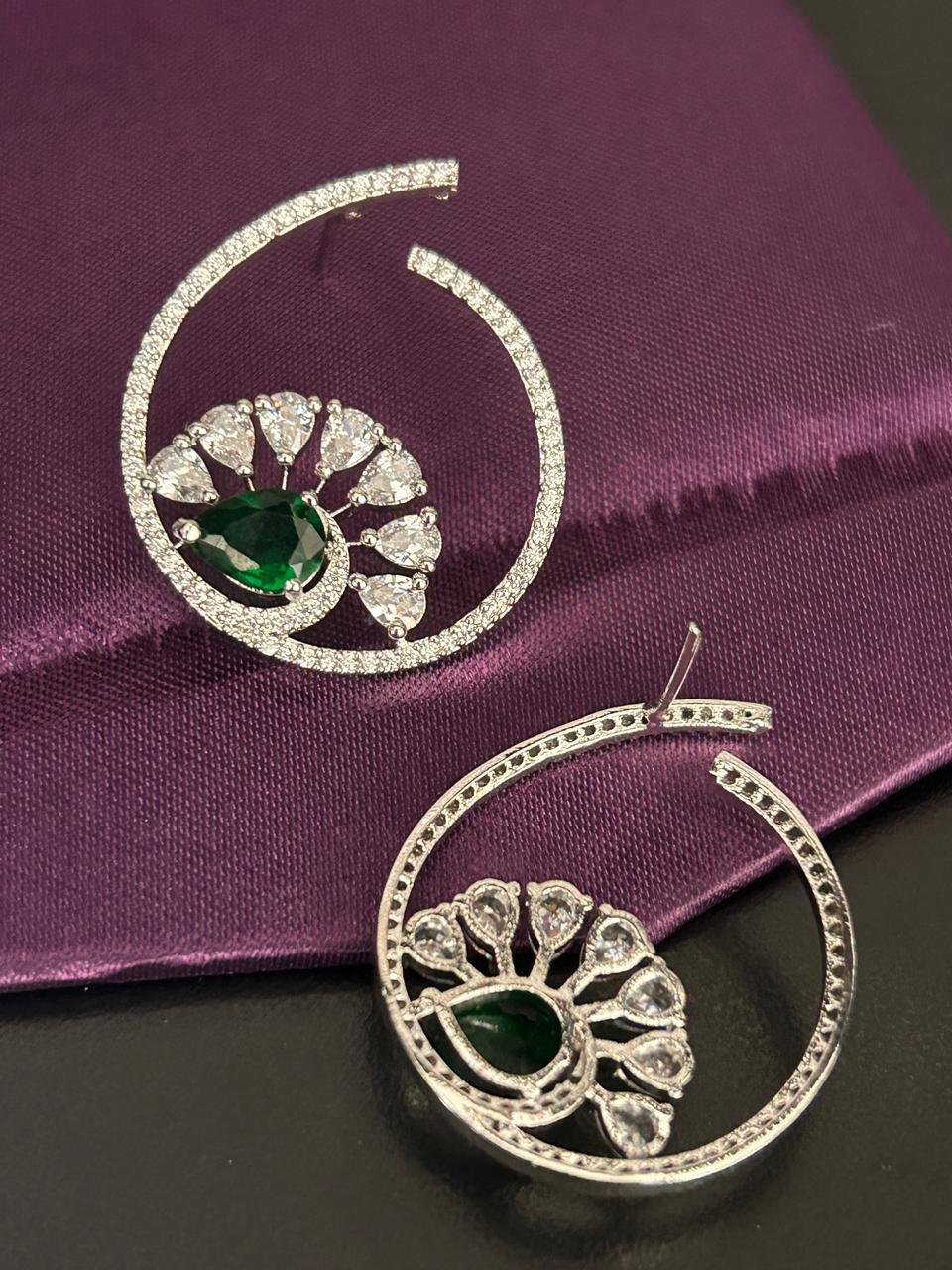 Emerald Spiral Halo Earrings
