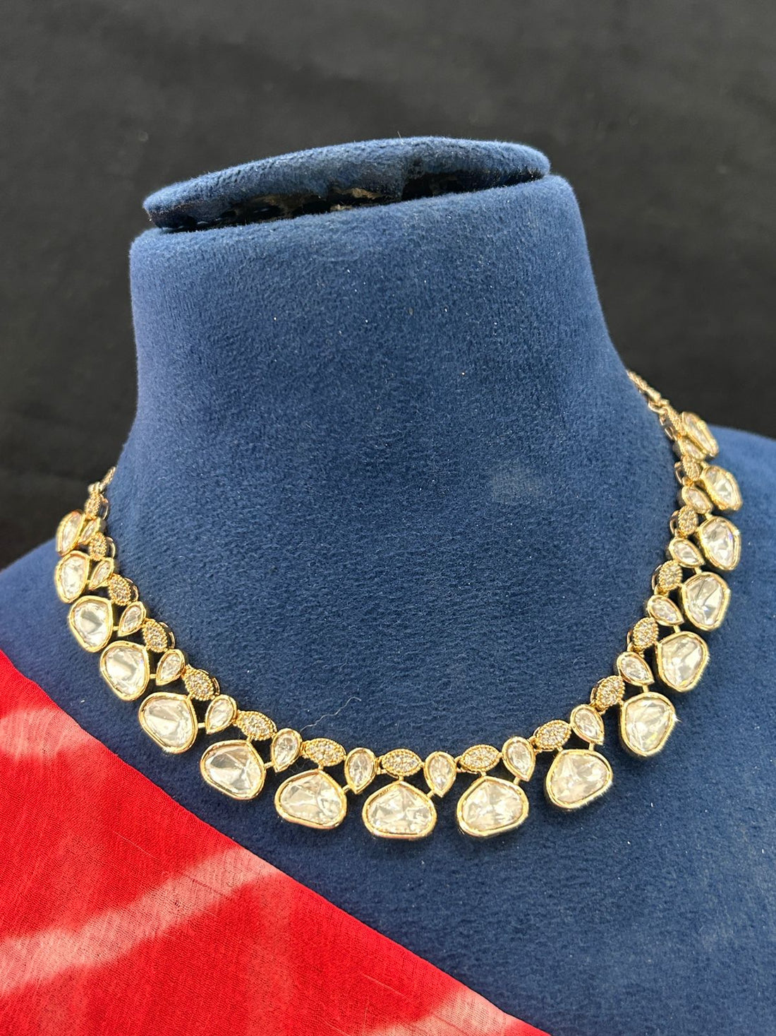 Elegant Kundan Polki Necklace Set with Earrings