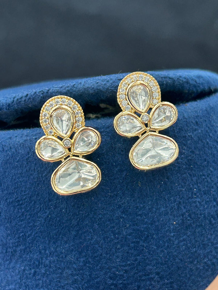 Elegant Kundan Polki Necklace Set with Earrings