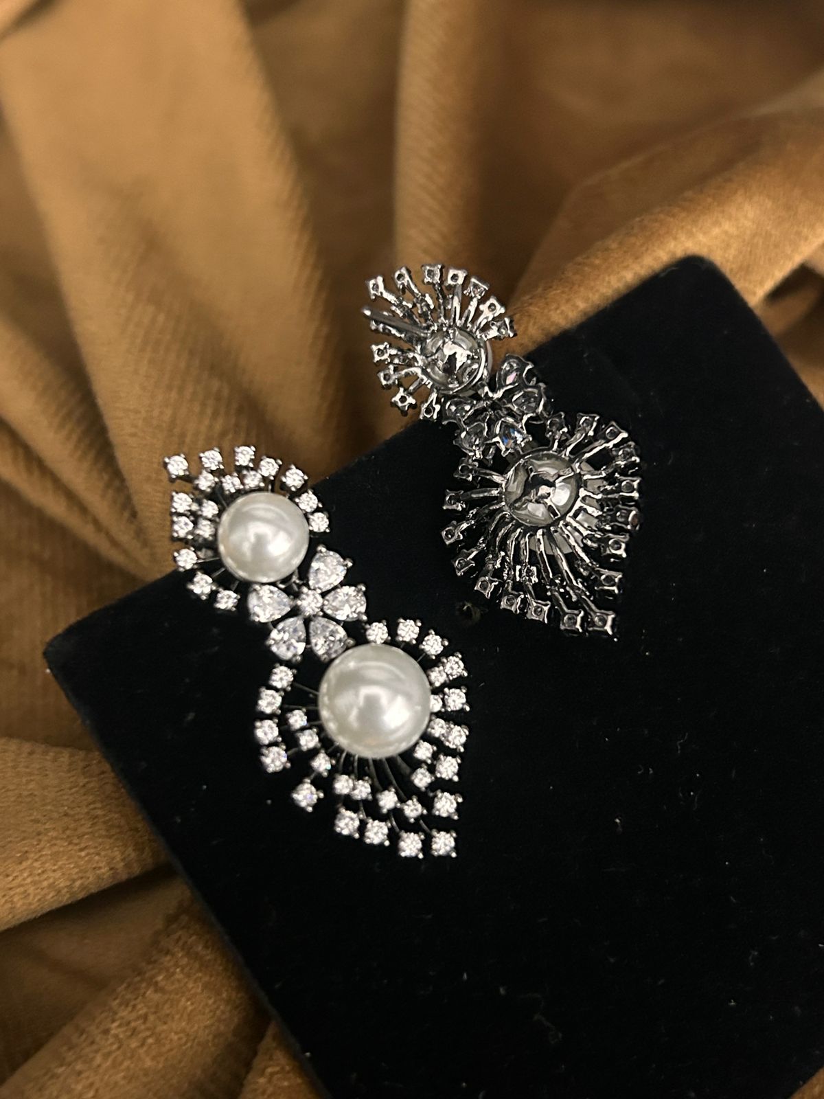 Pearl & Diamond Cluster Statement Earrings