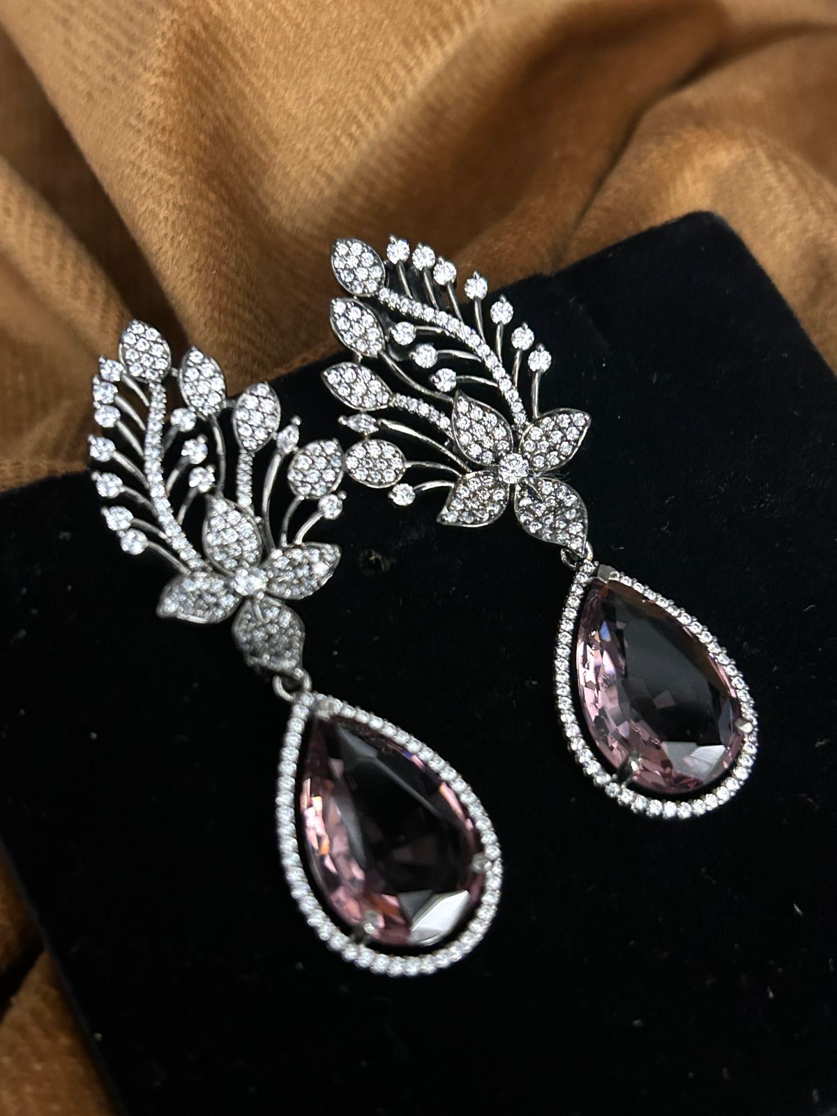 Purple Stone CZ Drop Earrings