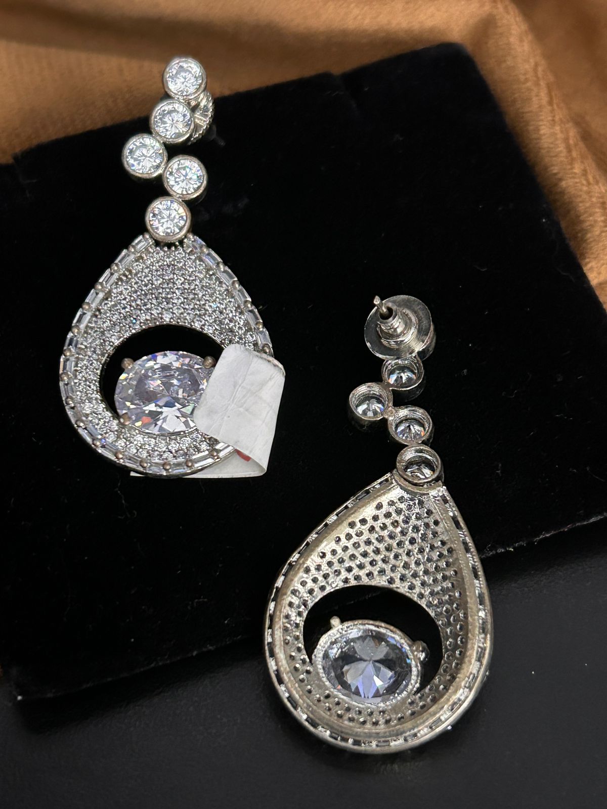 Teardrop CZ Diamond Statement Earrings