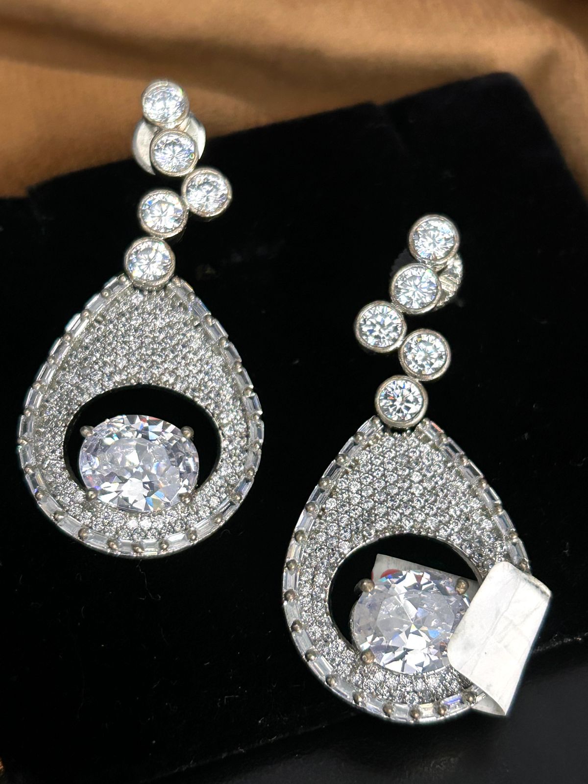 Teardrop CZ Diamond Statement Earrings