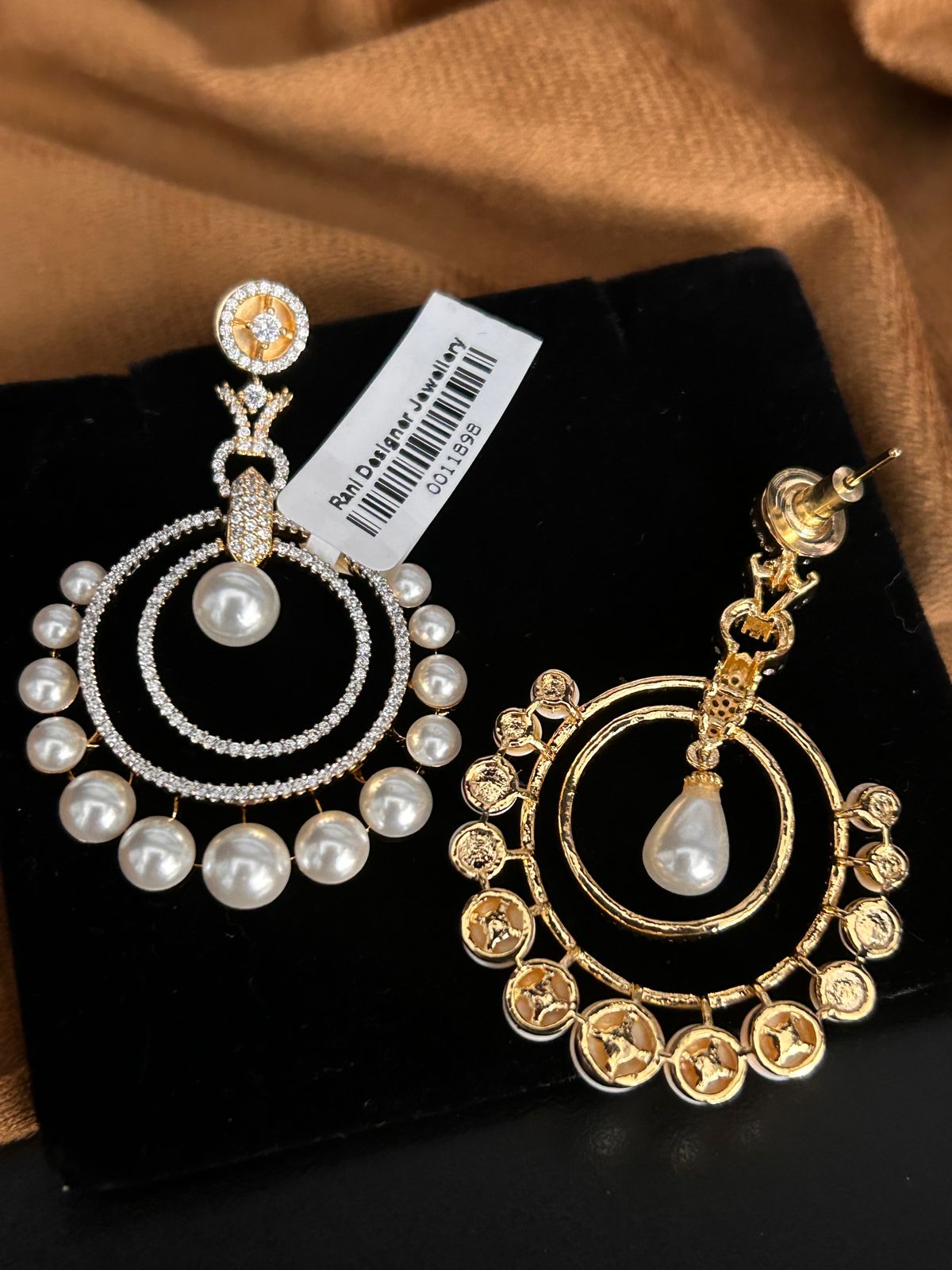 Elegant Pearl & CZ Circular Drop Earrings
