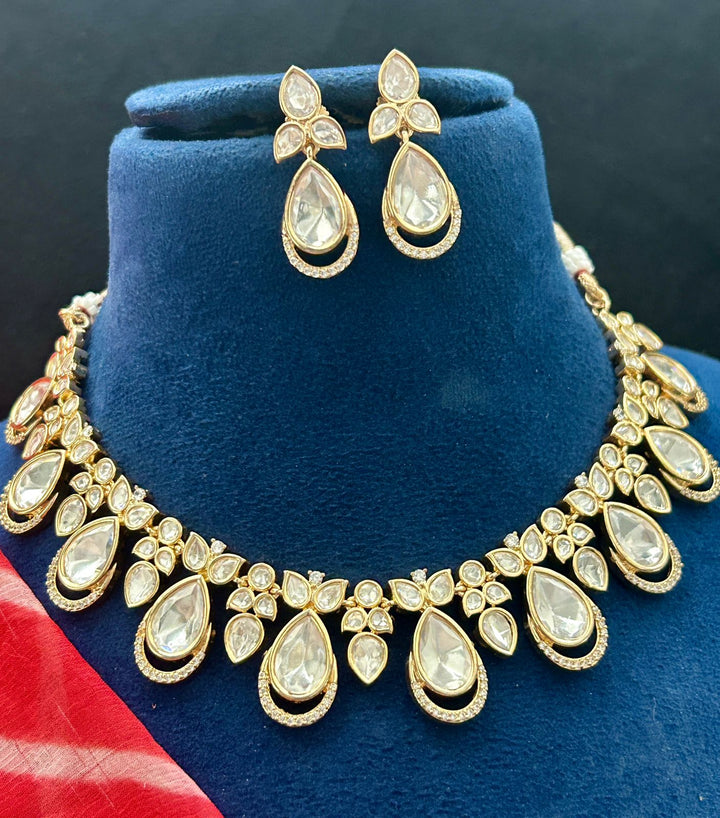 Diamond Look White Stone Necklace Set