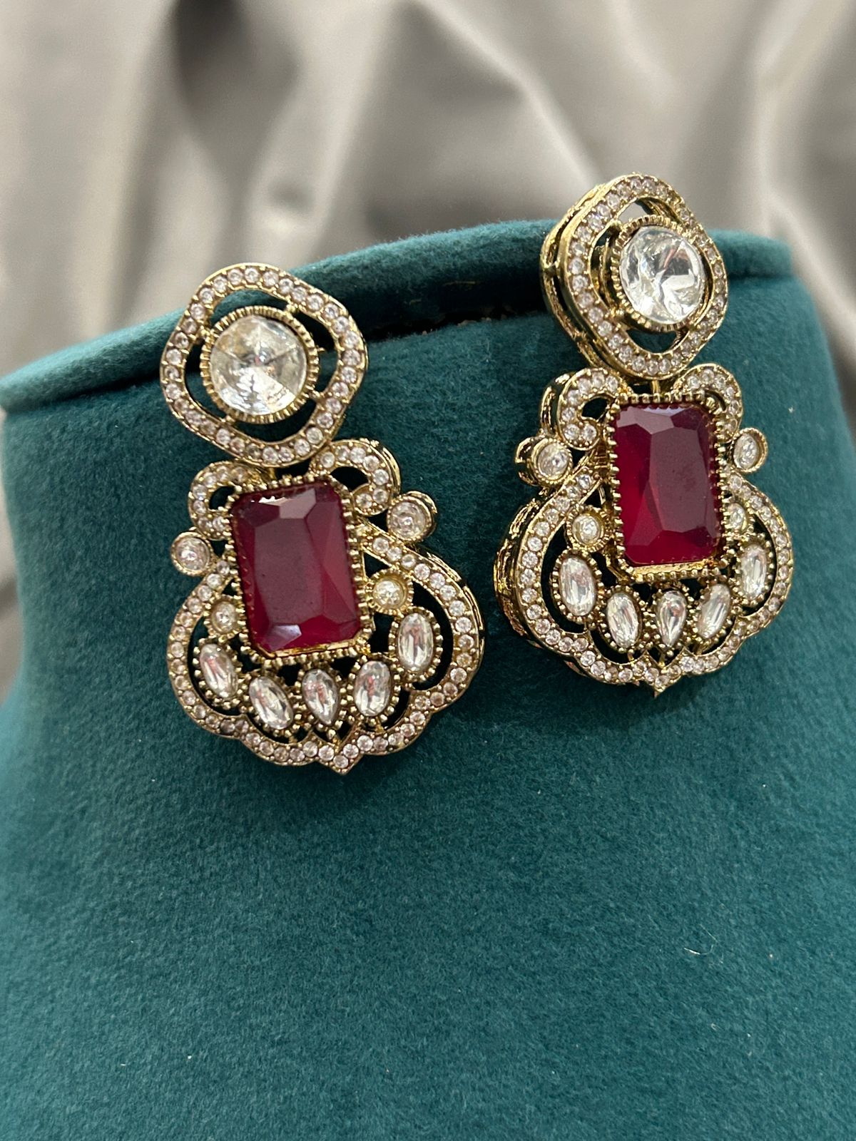 Royal Ruby Kundan Necklace Set with Earrings