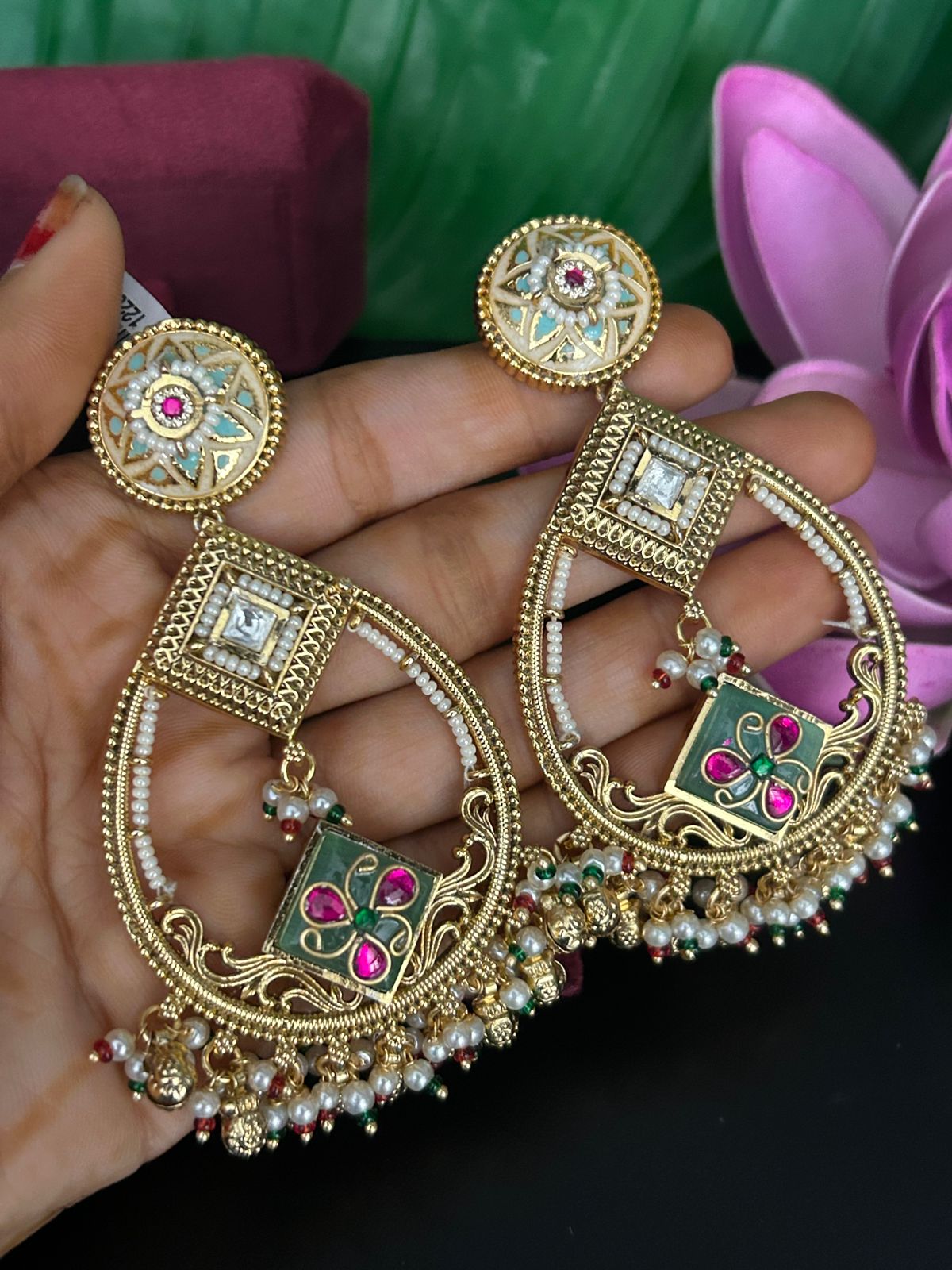 Royal Meenakari Kundan Dangler Earrings