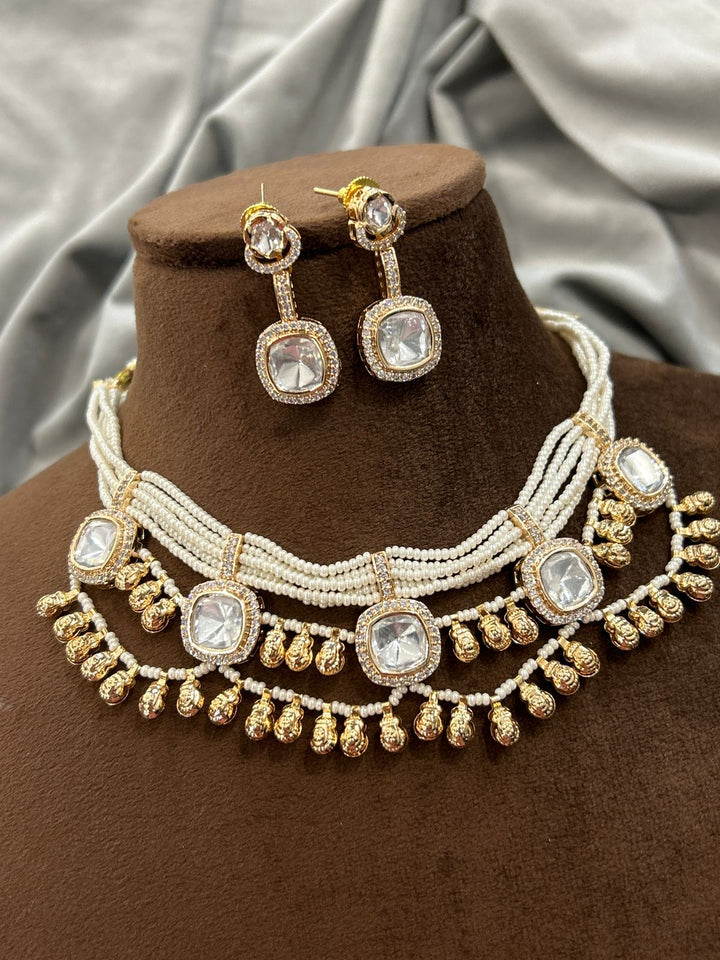 Pearl Cluster Kundan Necklace Set