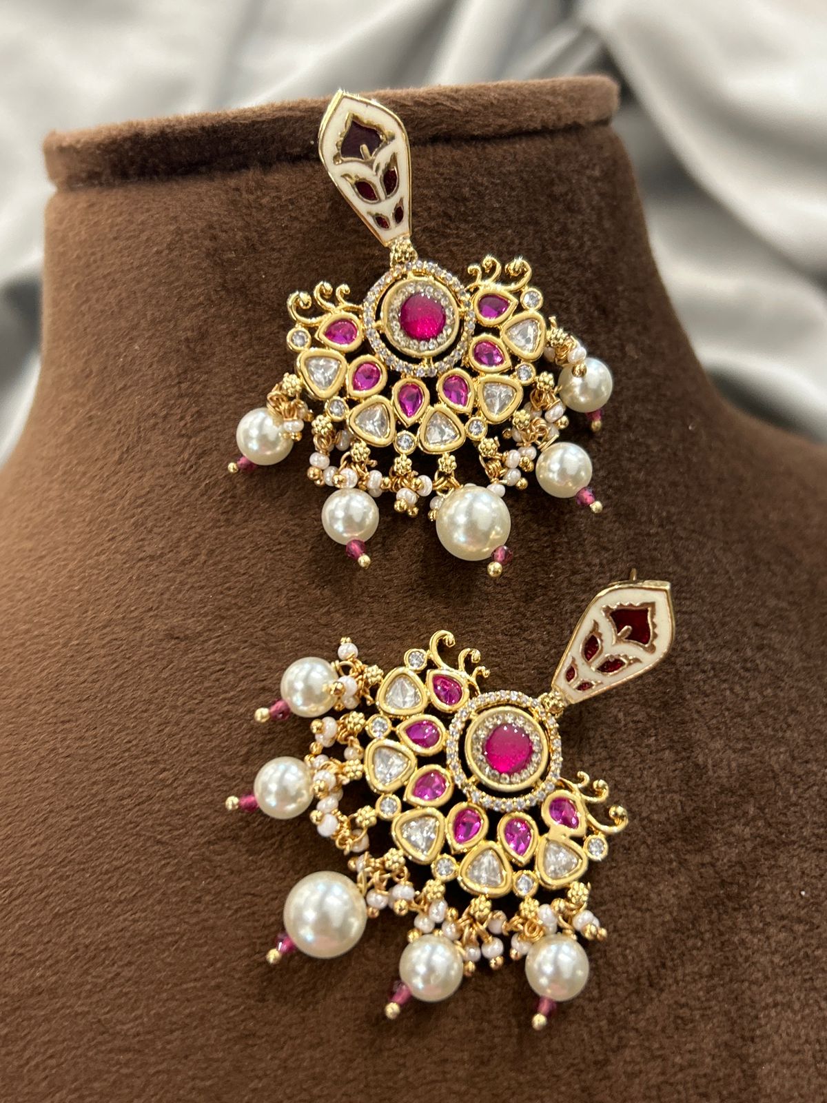 Ruby Pearl Kundan Choker Necklace Set