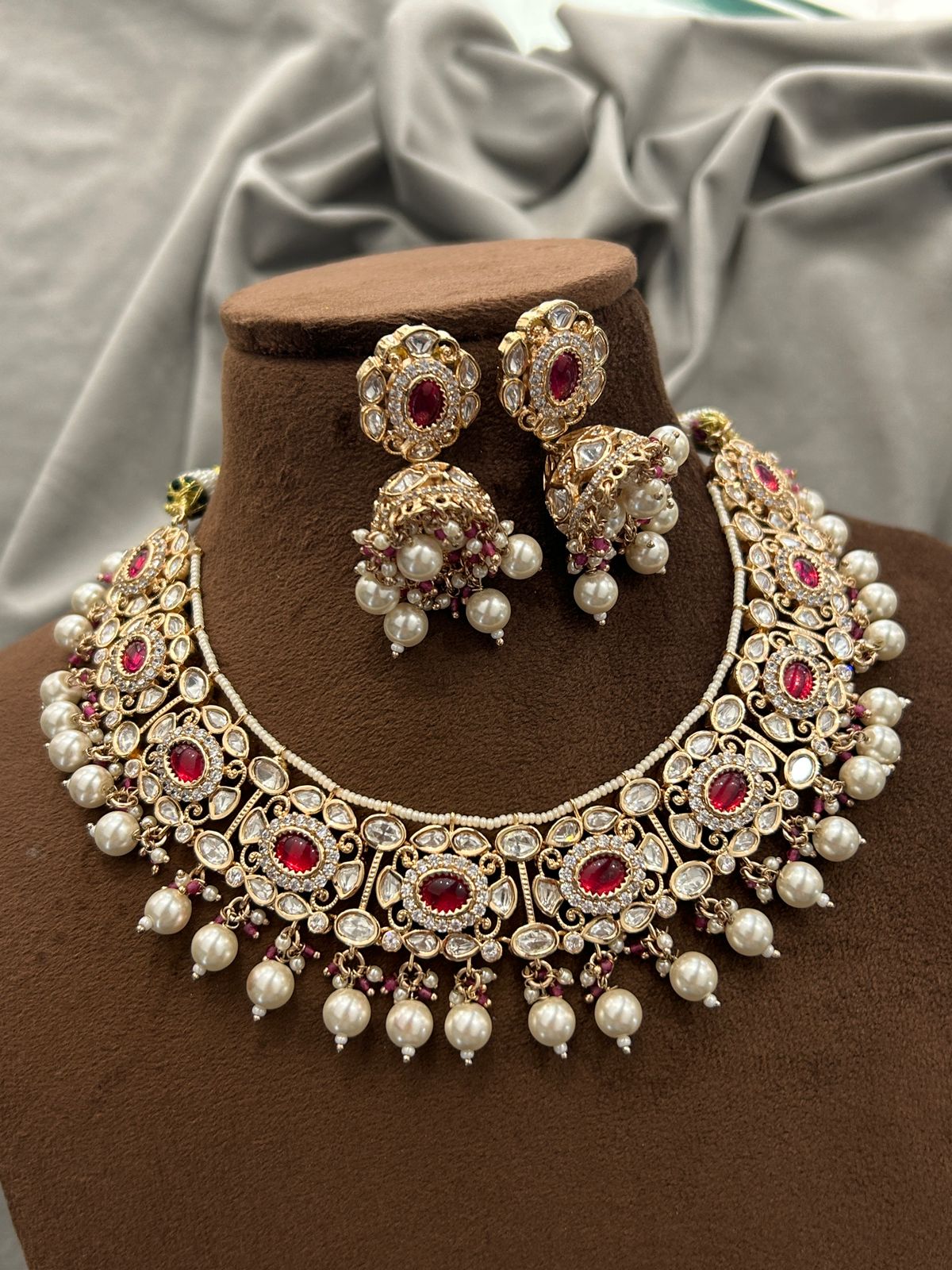 Ruby Pearl Kundan Bridal Necklace Set
