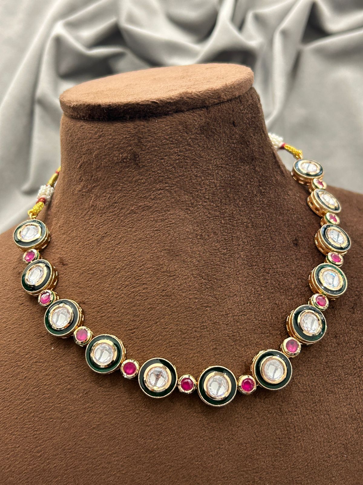 Ruby Green Kundan Choker Necklace Set