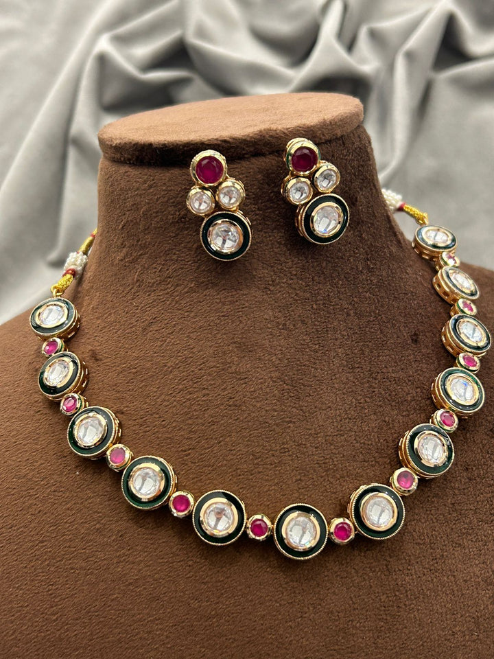 Ruby Green Kundan Choker Necklace Set