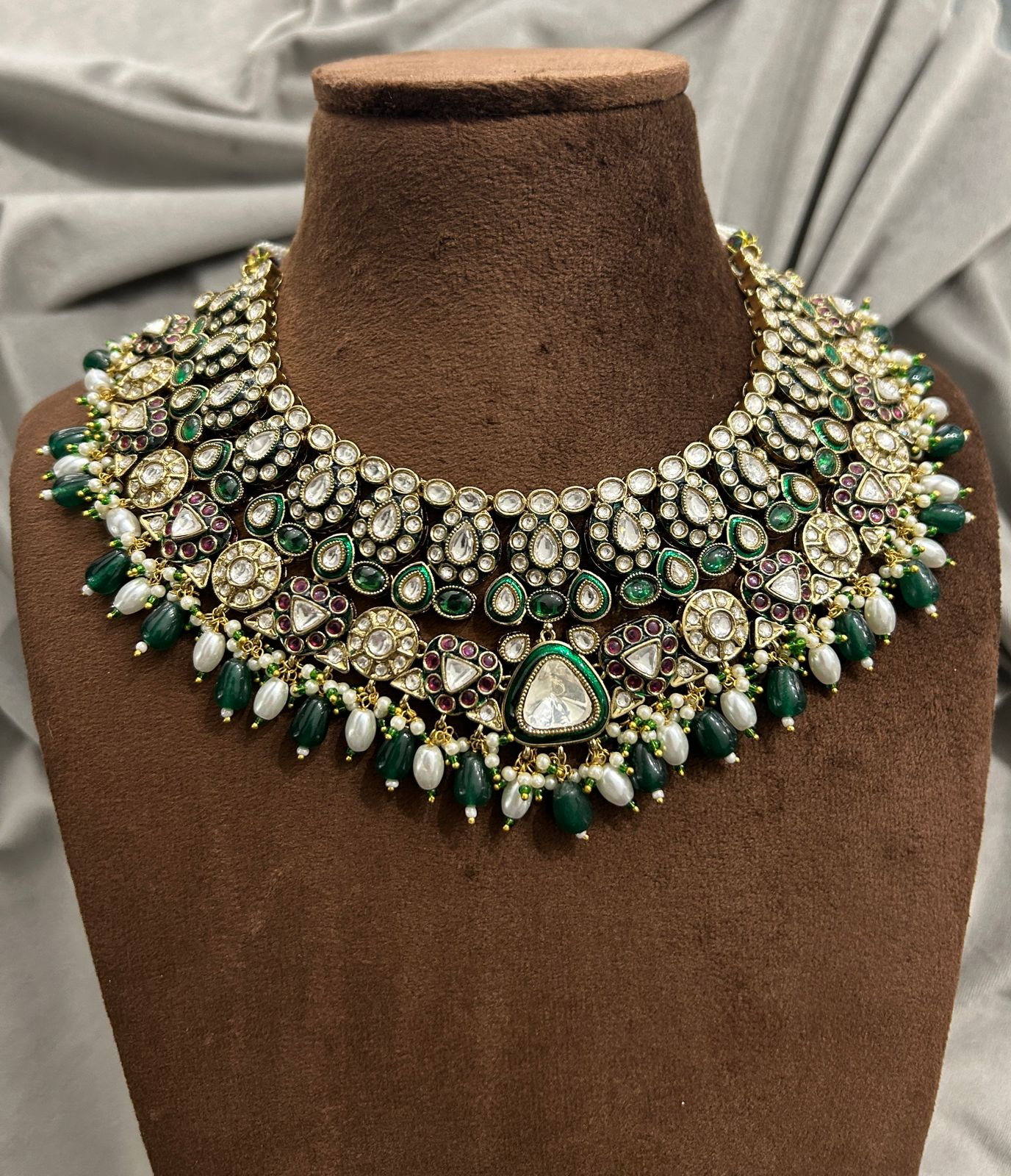 Royal Heritage Green Kundan Choker Set