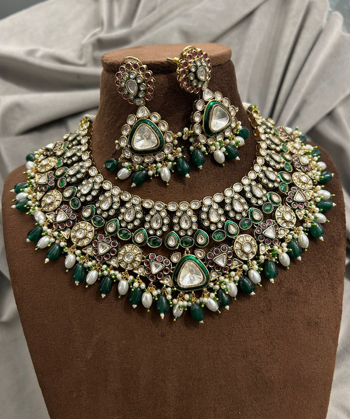 Royal Heritage Green Kundan Choker Set