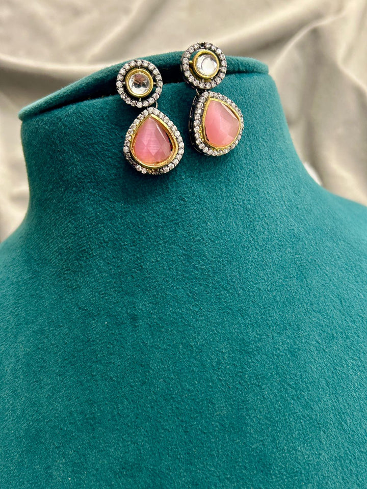 Blush Pink Stone Kundan Necklace Set
