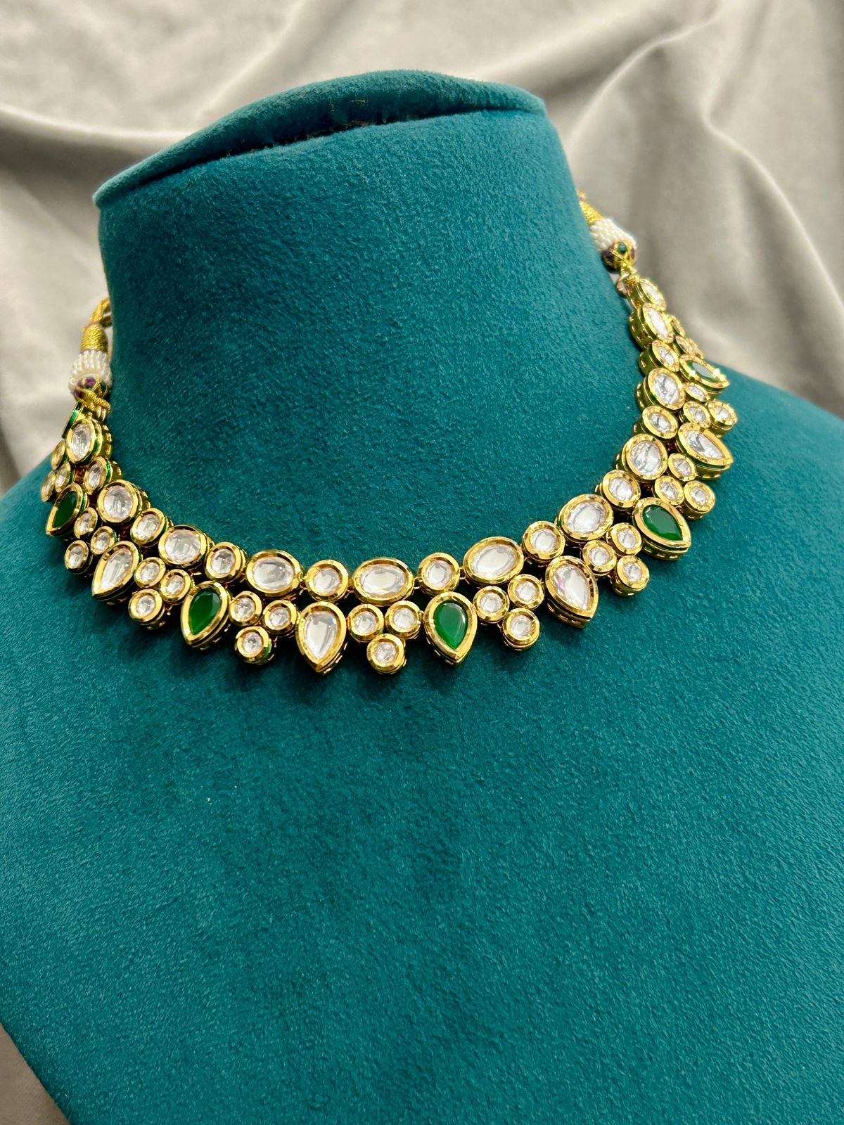 Classic Green Polki Kundan Necklace Set