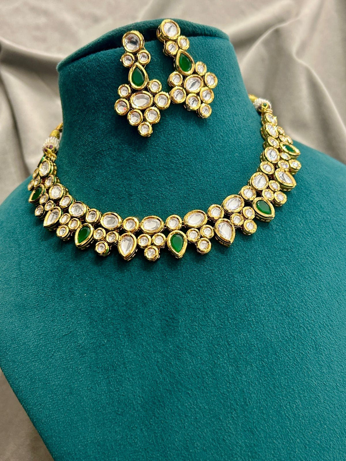 Classic Green Polki Kundan Necklace Set