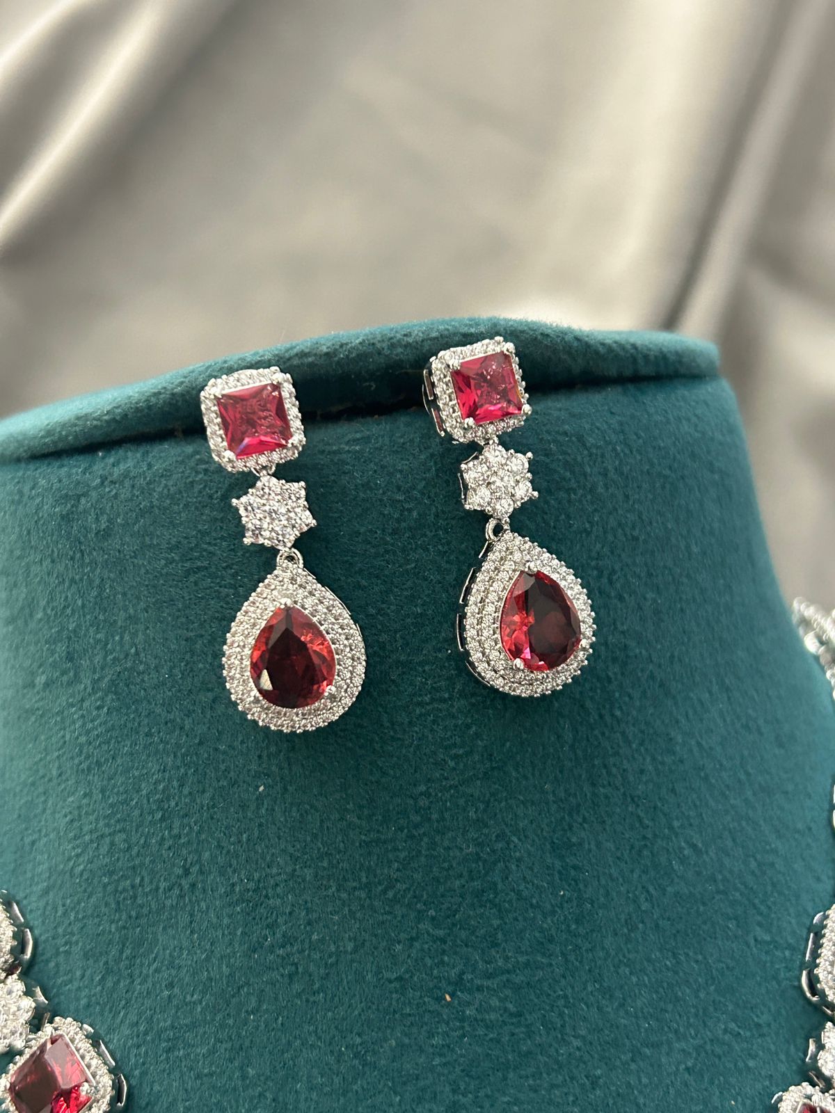 Royal Ruby Diamond Look Necklace Set