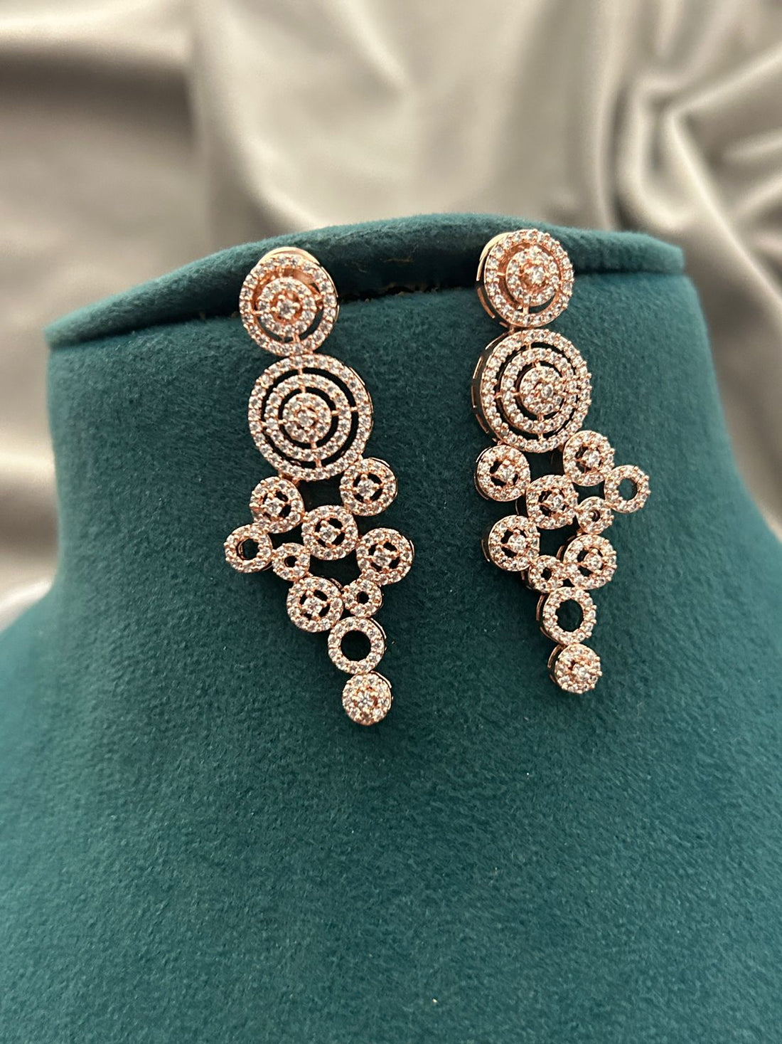 Rose Gold Spiral Diamond Look Necklace Set
