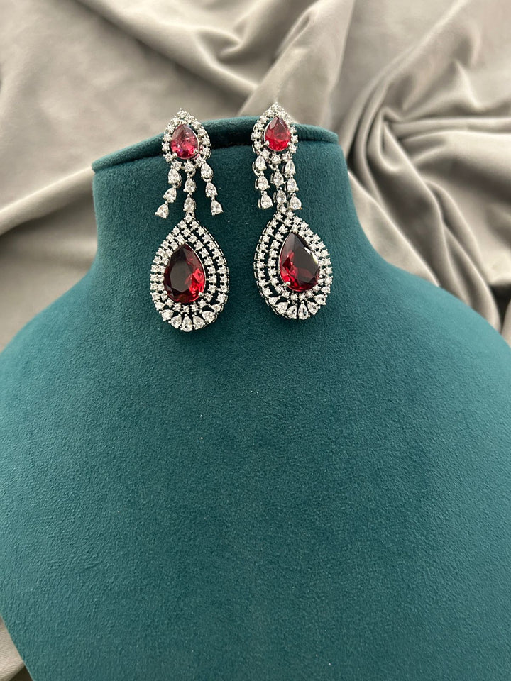 Royal Ruby Glamour Diamond Look Necklace Set