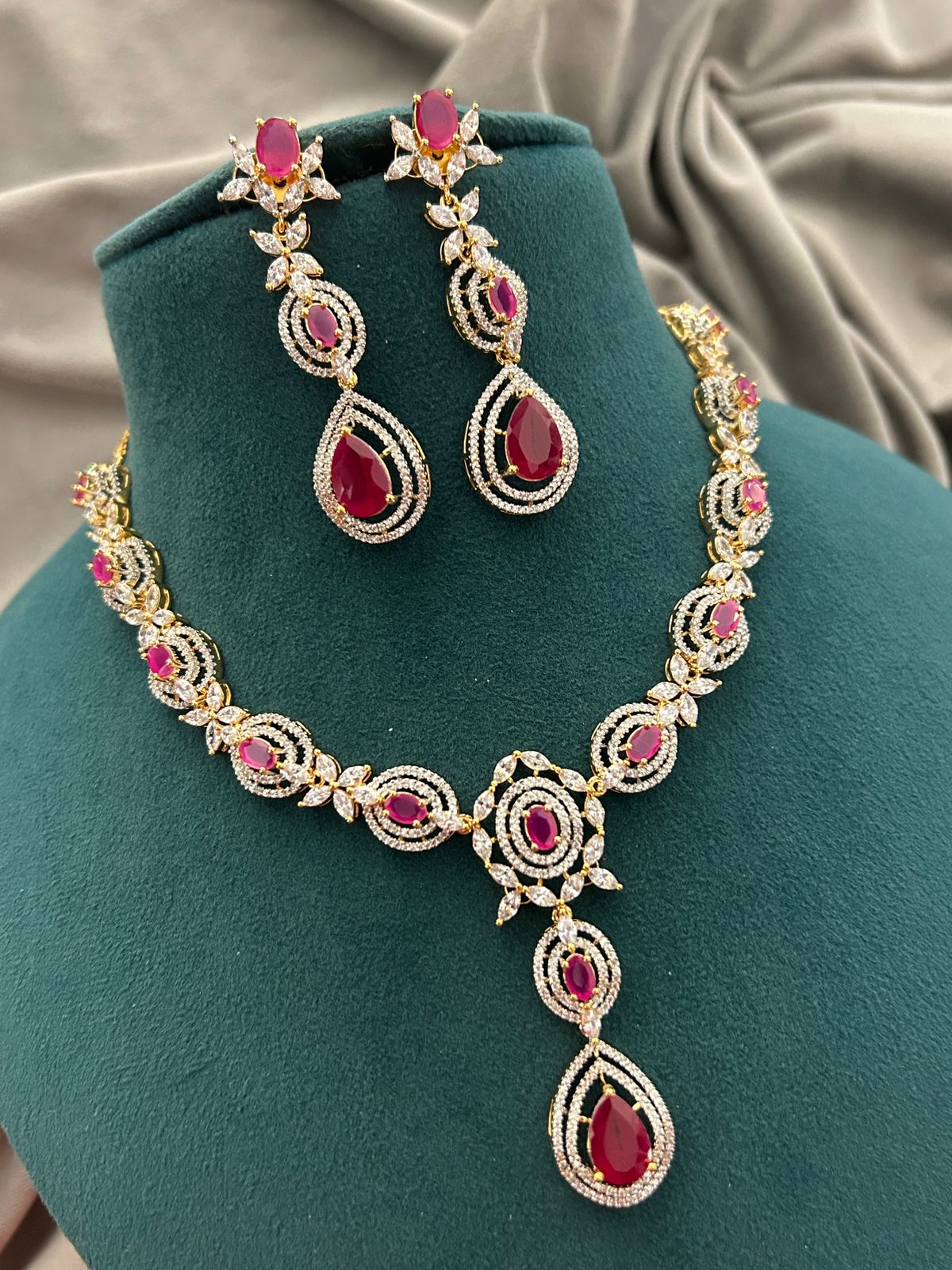 Ruby Radiance Diamond Look Necklace Set
