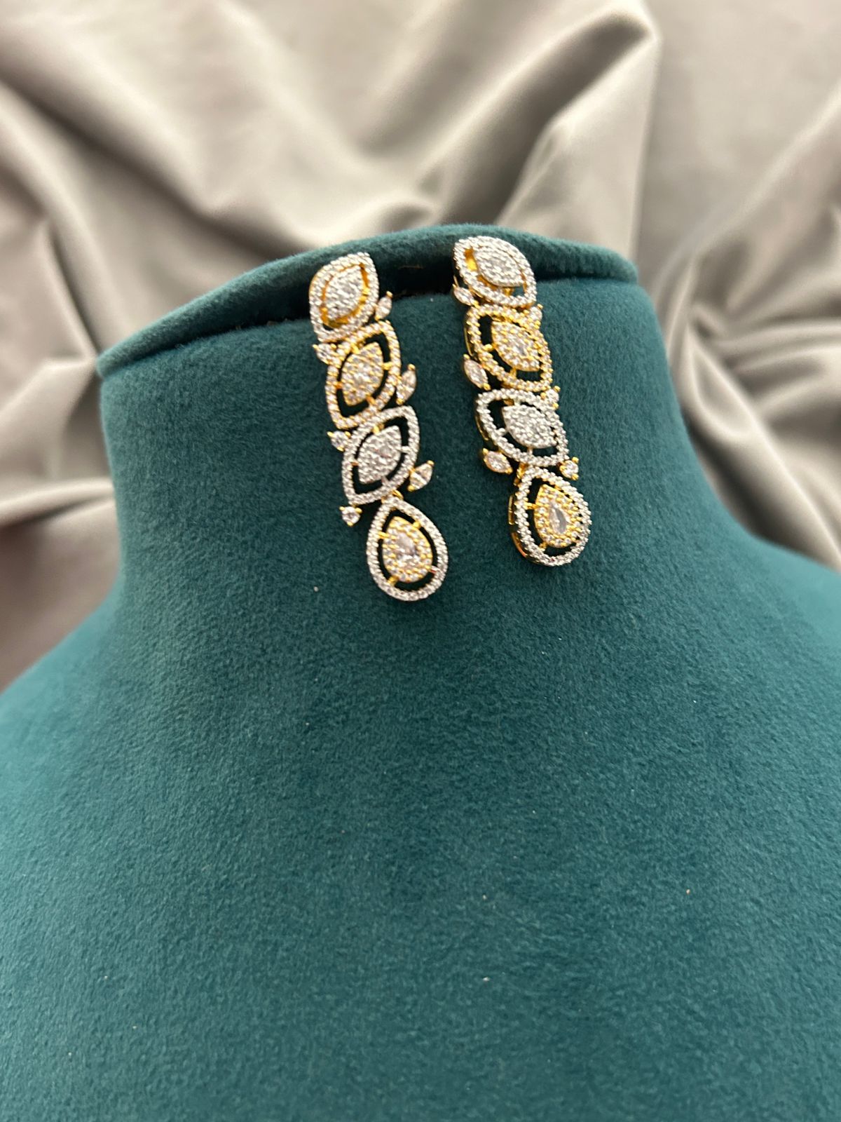 Golden Grace Dual Tone Diamond Look Necklace Set