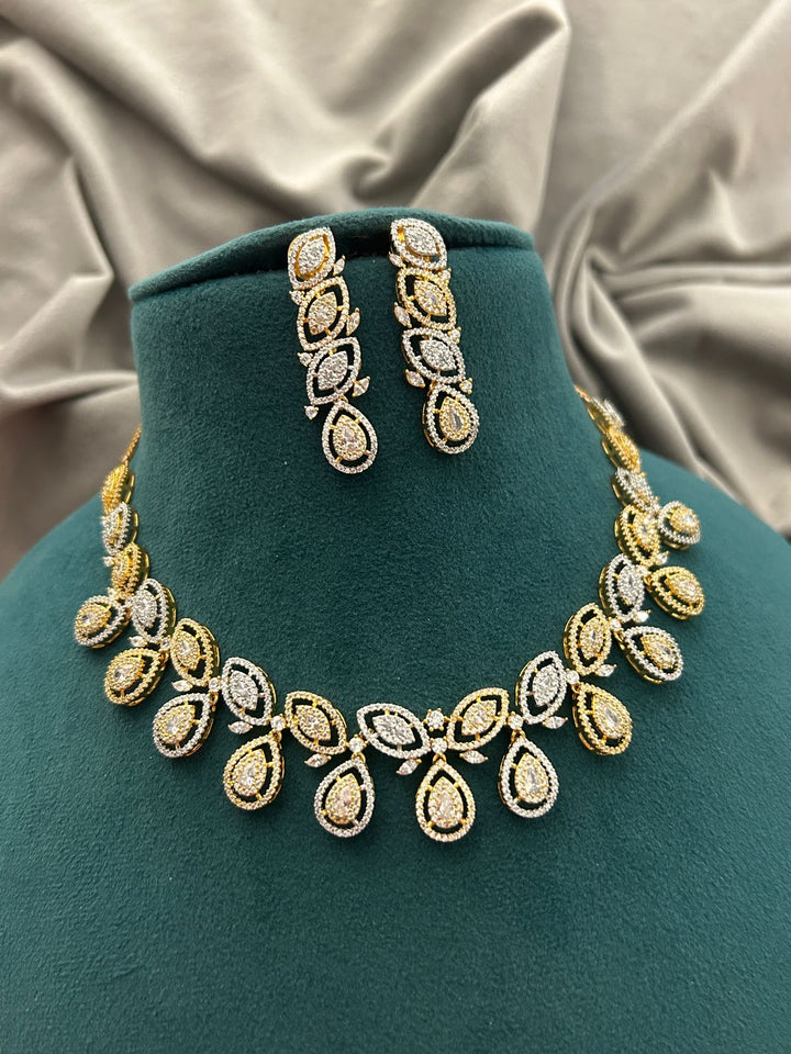 Golden Grace Dual Tone Diamond Look Necklace Set