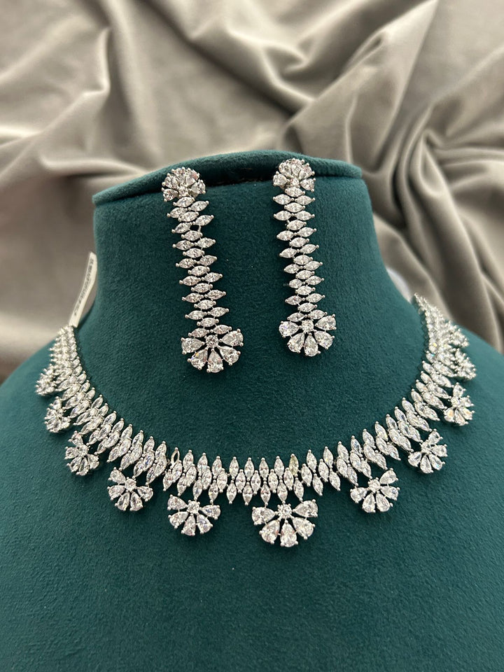 Floral Radiance Diamond Look Necklace Set