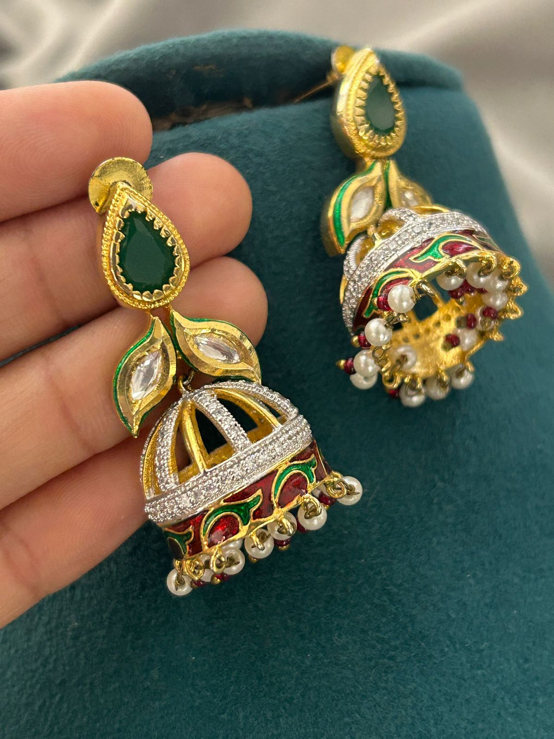 Peacock Design Enamel Pendant Necklace with Pearl Beads