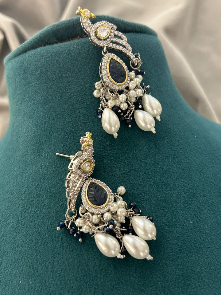 Royal Peacock Blue Beaded Necklace Set