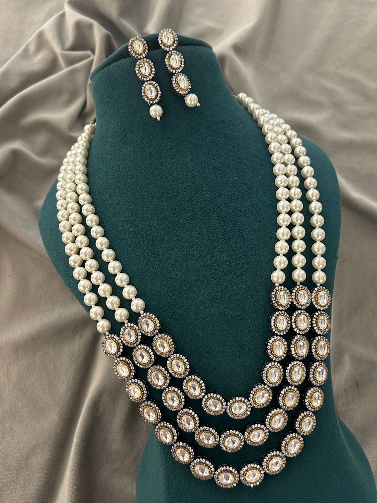 Classic Pearl Kundan Layered Necklace Set