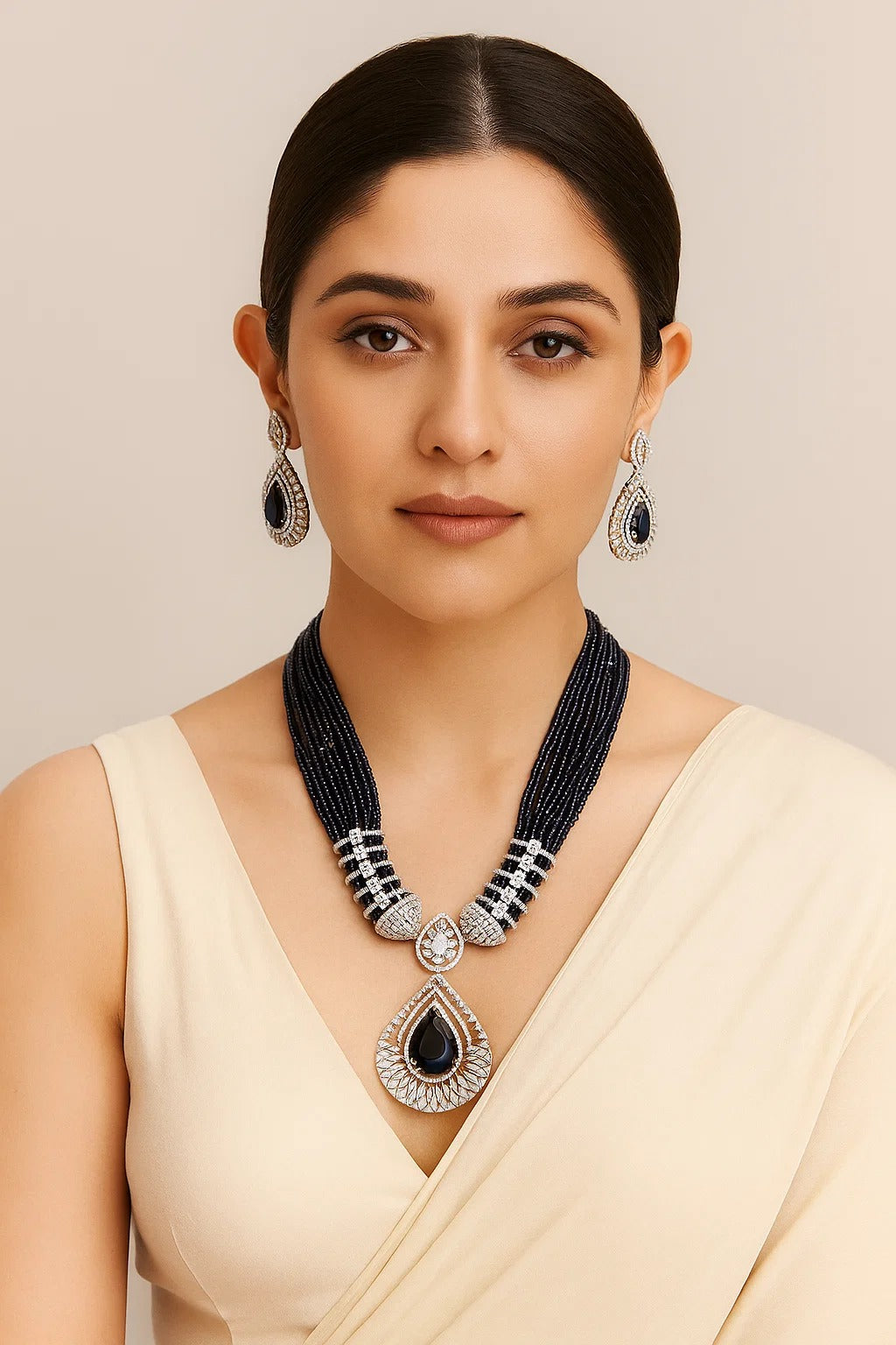Midnight Blue Diamond Cut Necklace Set