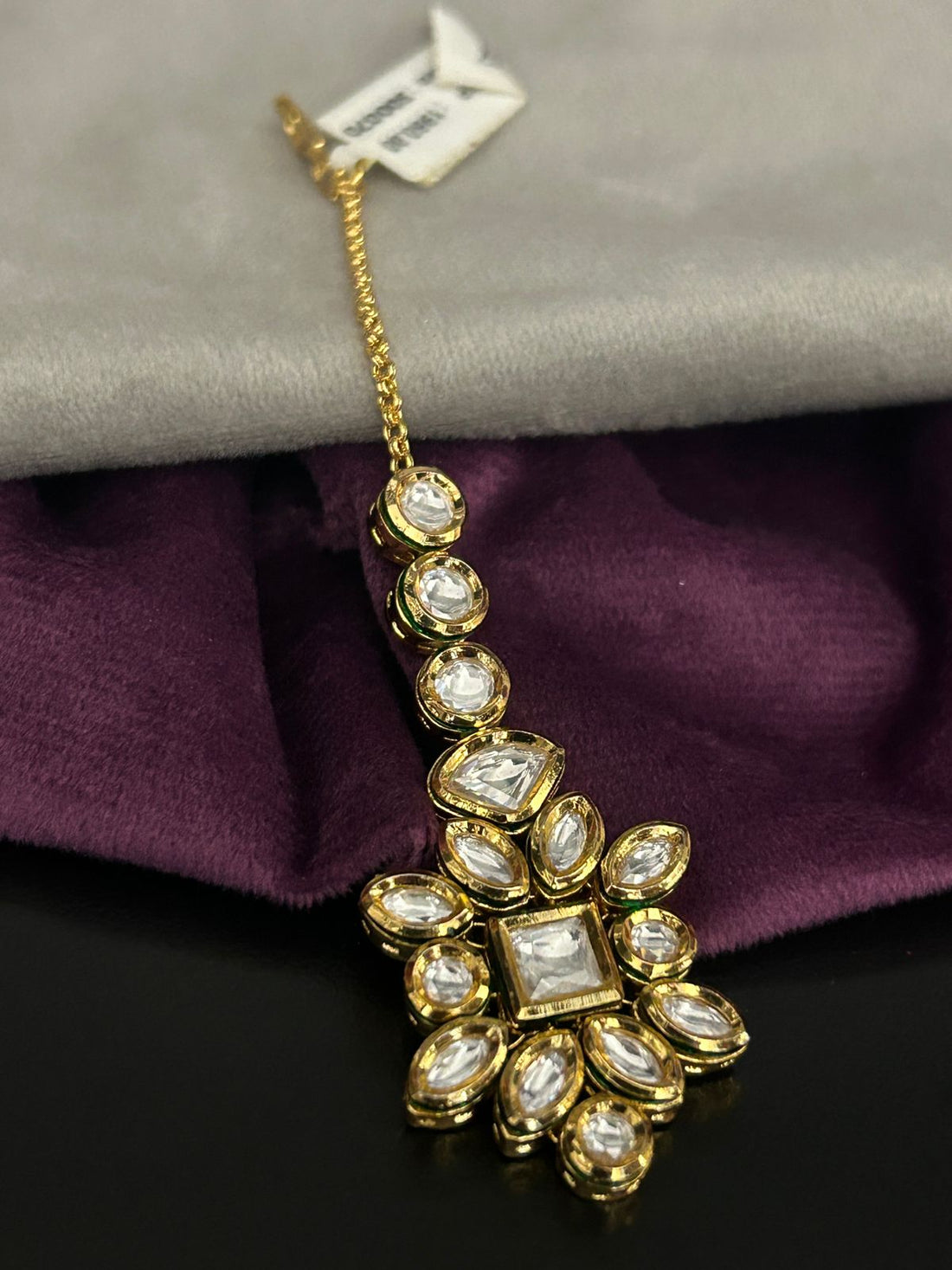 Elegant Kundan Floral Maang Tikka in Gold Finish