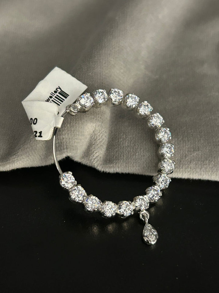 Diamond Look Full Round Maang Tikka with CZ Stones and Drop Pendant