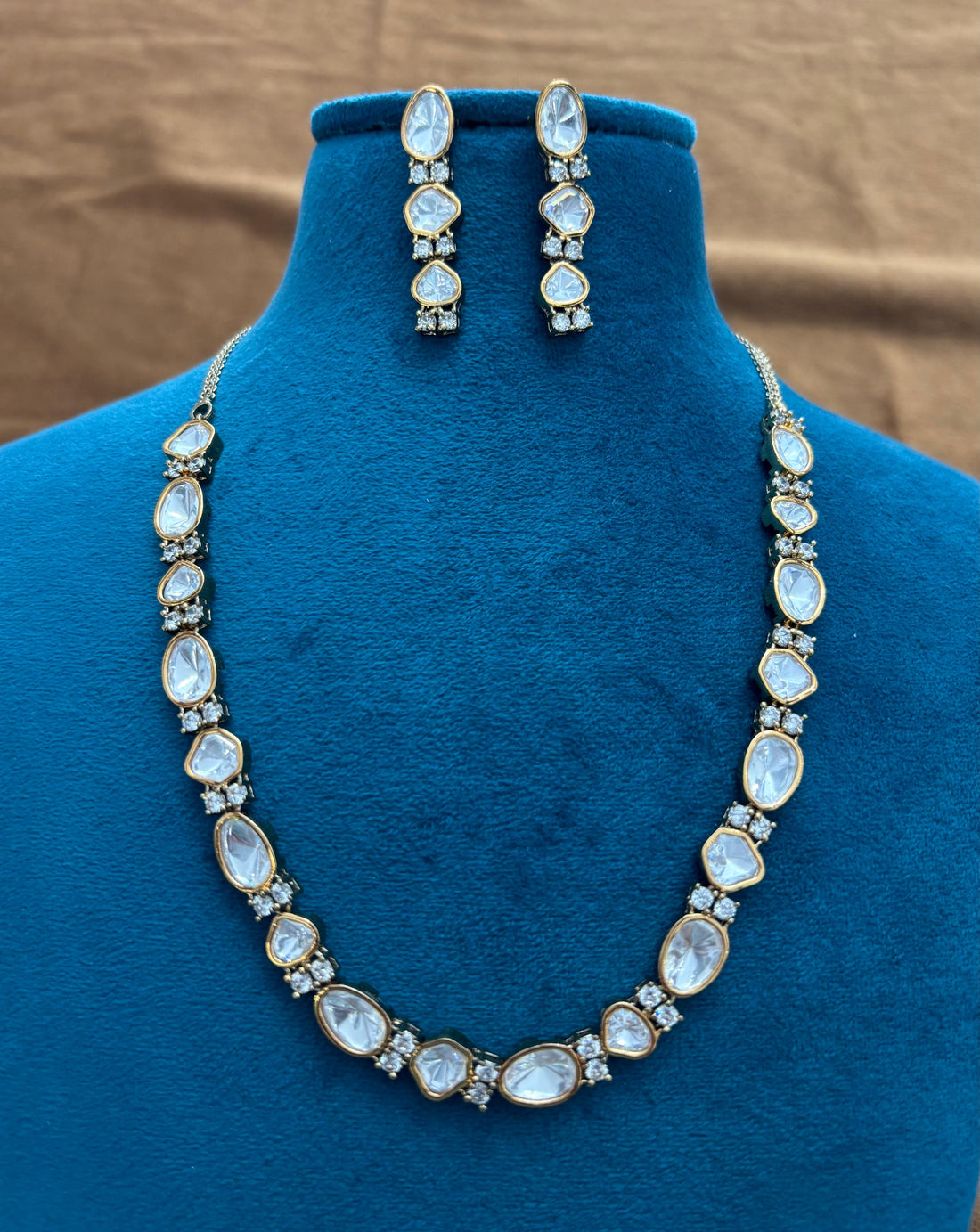 Elegant Polki Diamond Look Necklace Set