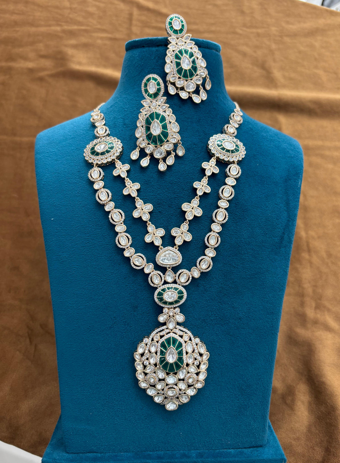 Emerald Polki Kundan Bridal Necklace Set