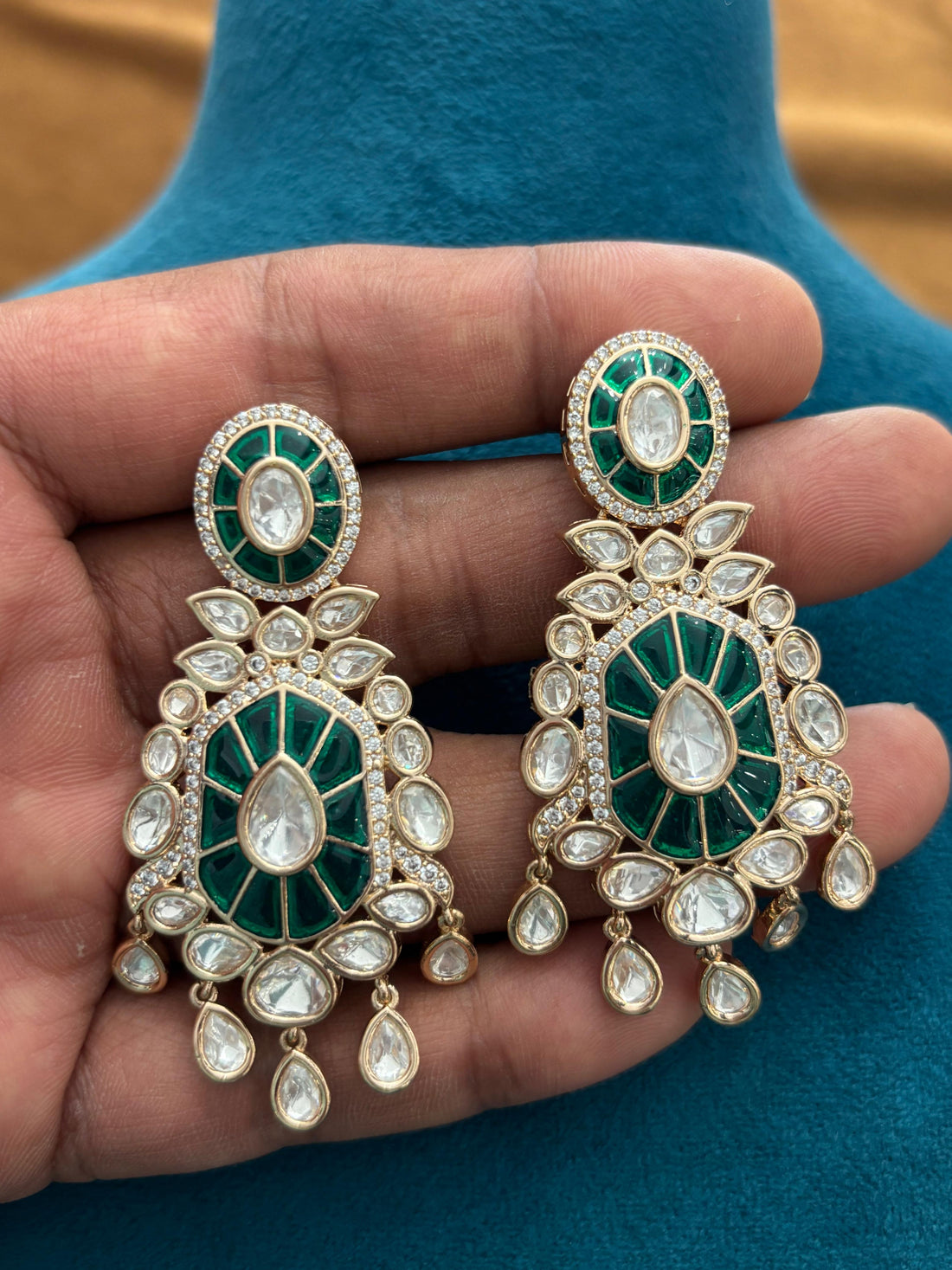 Emerald Polki Kundan Bridal Necklace Set