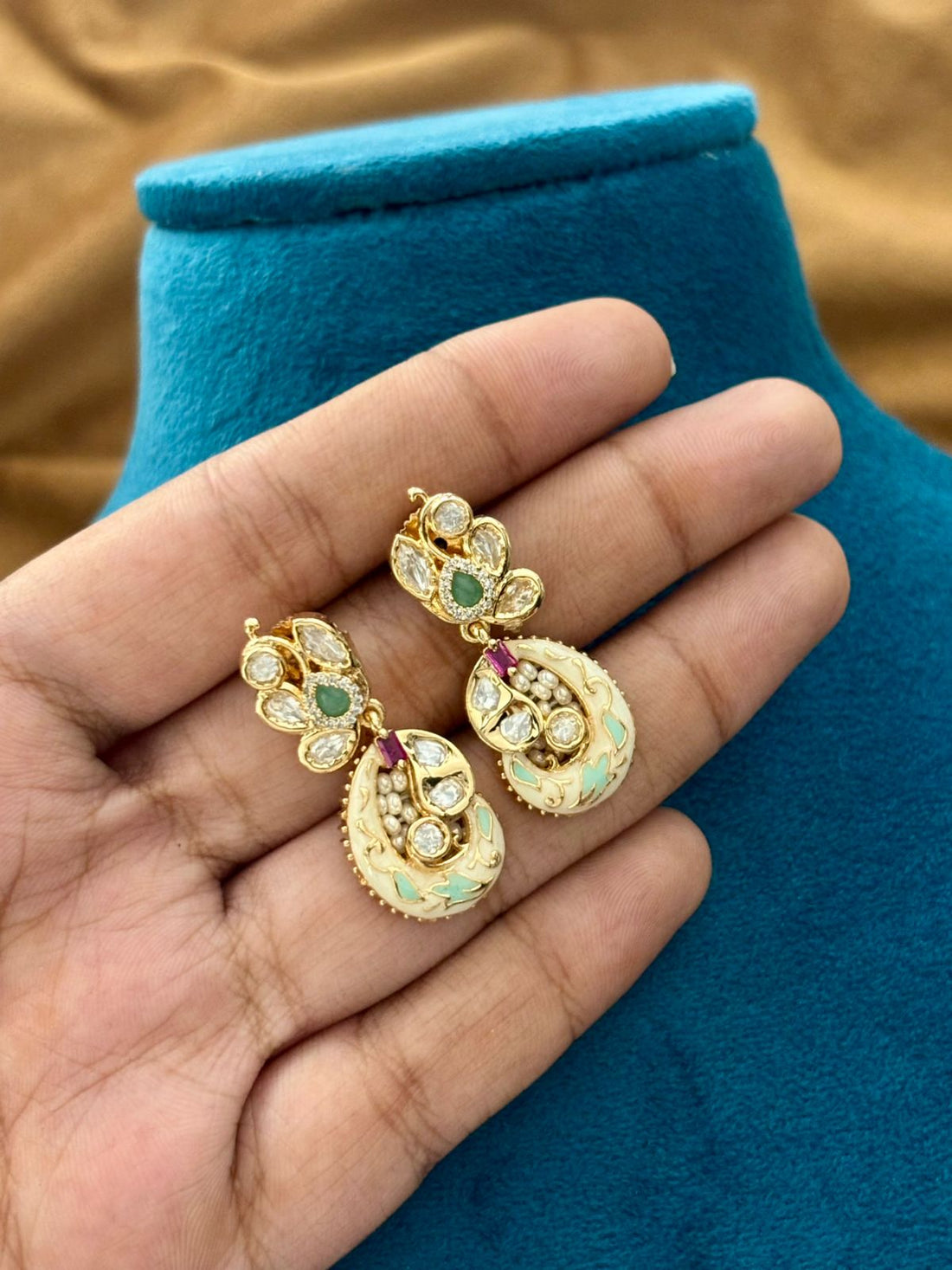 Mint Green Meenakari Kundan Necklace Set