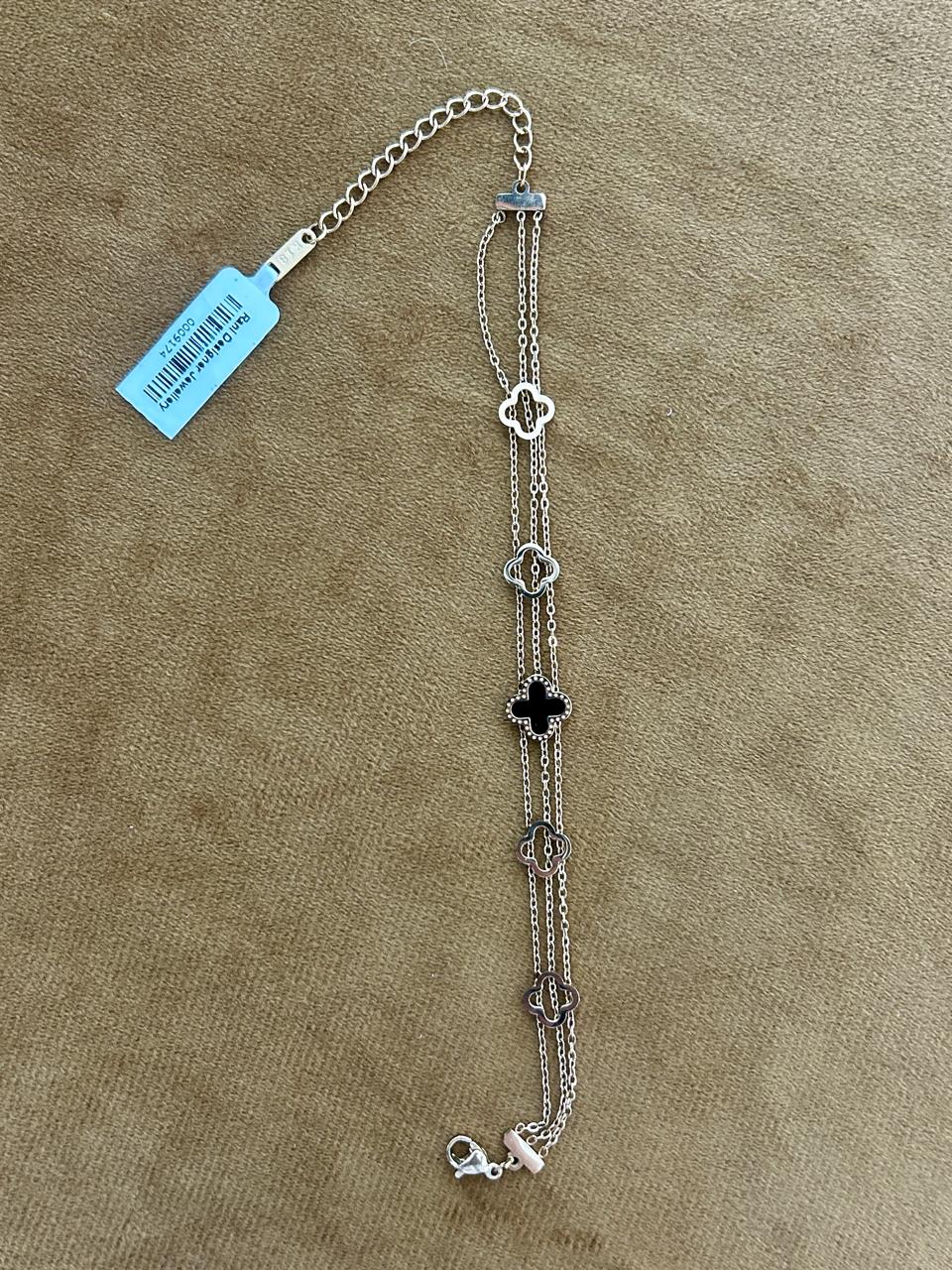 Triple-Layer Clover Charm Bracelet Premium Black & Silver Plated Design