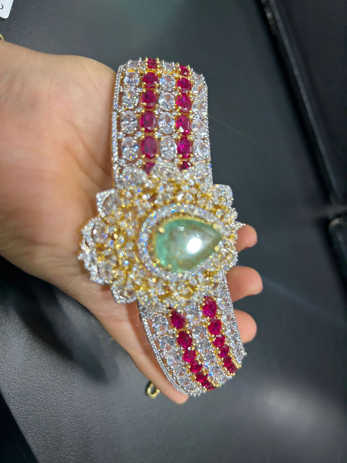 Ruby & Mint Green CZ Stone Bridal Choker Set | Premium Wedding Jewellery