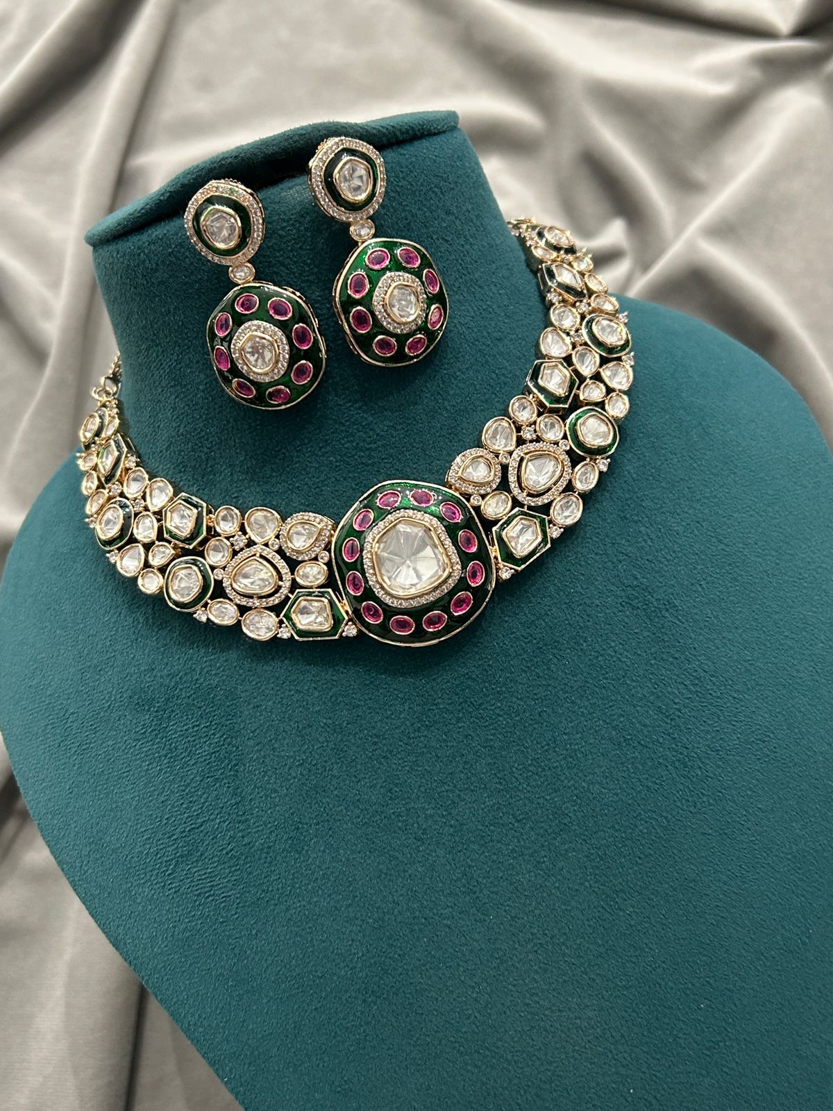 Premium Kundan Choker Set with Ruby Meenakari Accents | Bridal Necklace Set