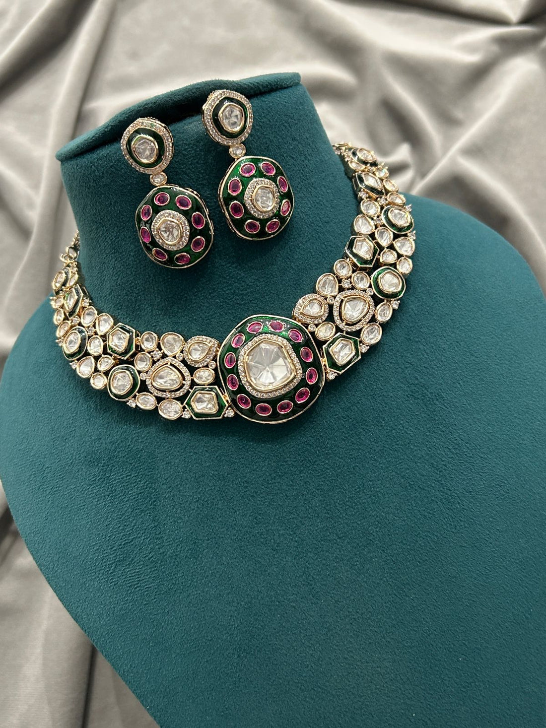 Premium Kundan Choker Set with Ruby Meenakari Accents | Bridal Necklace Set