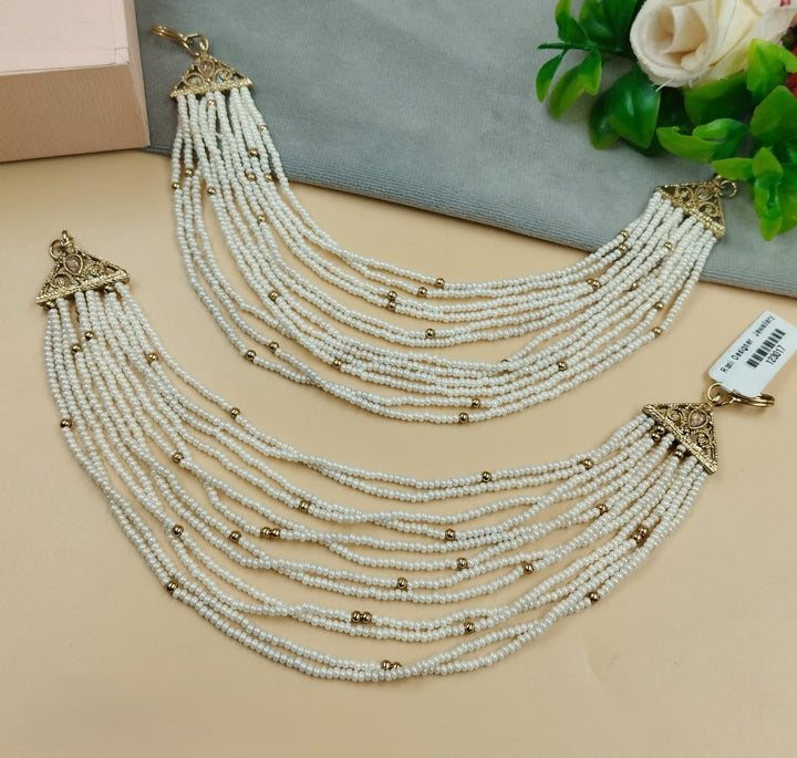 Royal Multi-Layer Pearl Ear Chain – Traditional Bridal Ear to Hair Chain