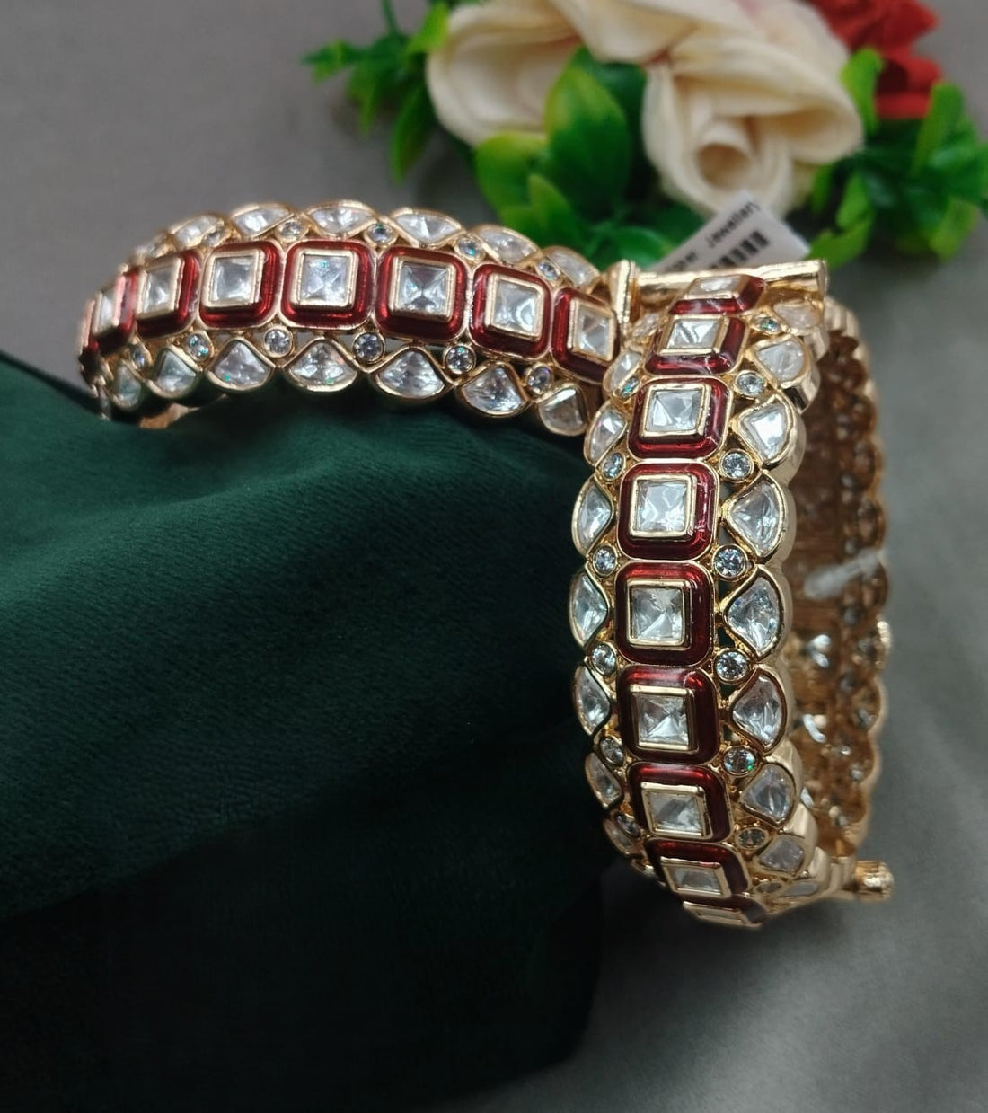 Royal Ruby Red Kundan Openable Bangles – Premium Bridal Collection