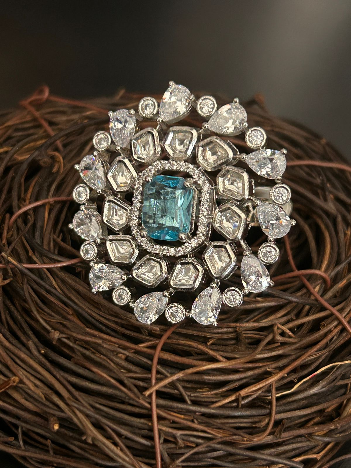 Radiance Polki Diamond Cocktail Ring – Luxury Statement Jewellery