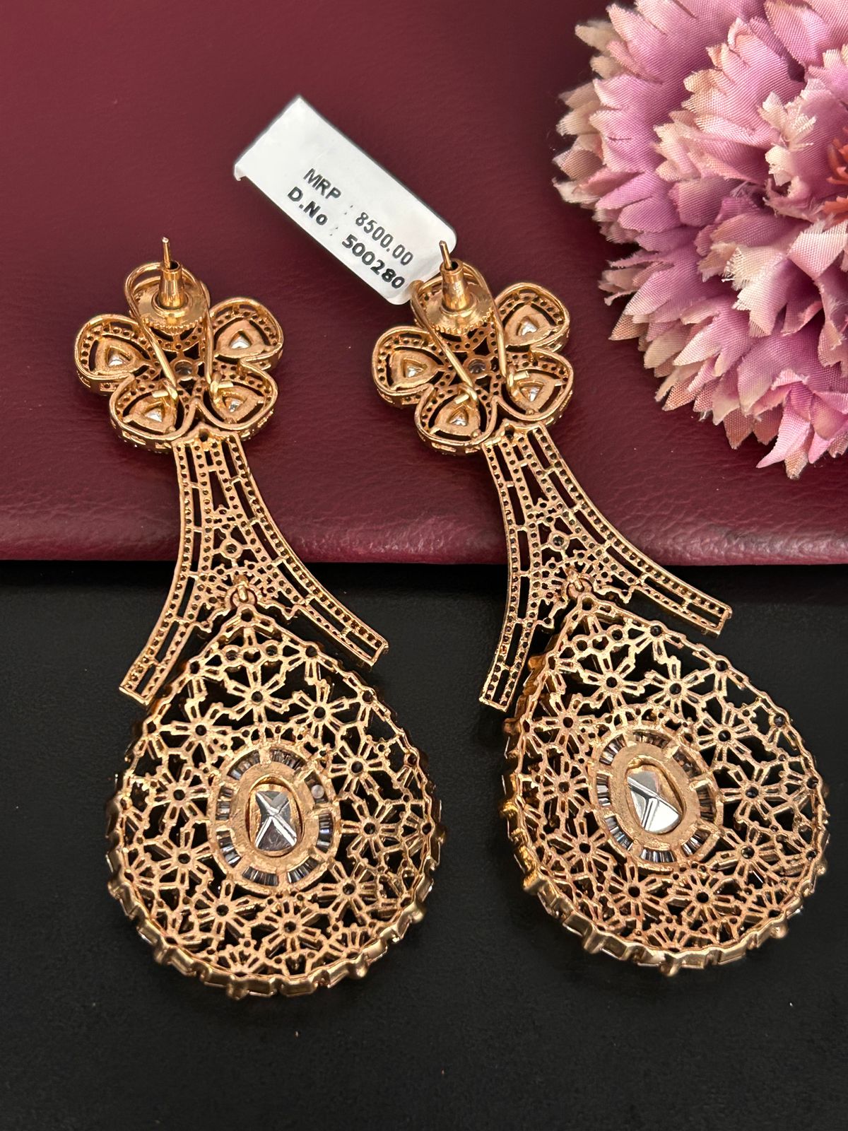 Luxury Floral Kundan & Diamond Statement Earrings