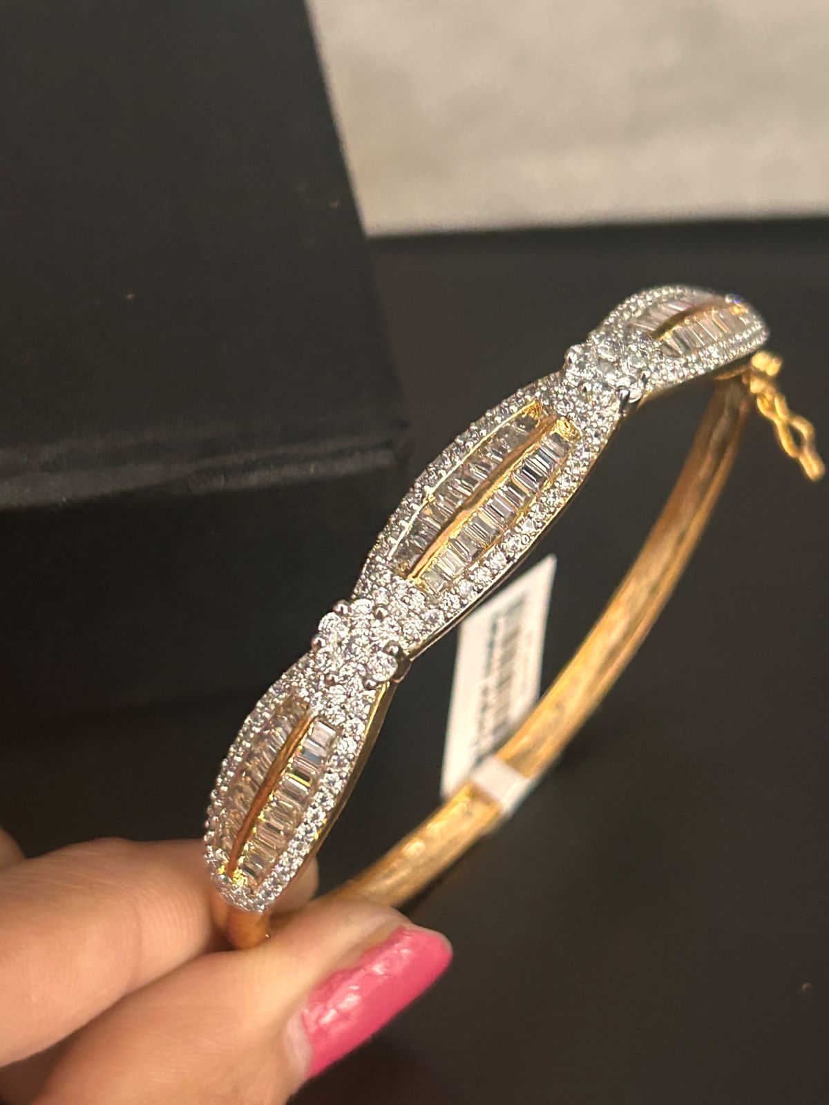 Dual Tone Baguette Stone Openable Bracelet